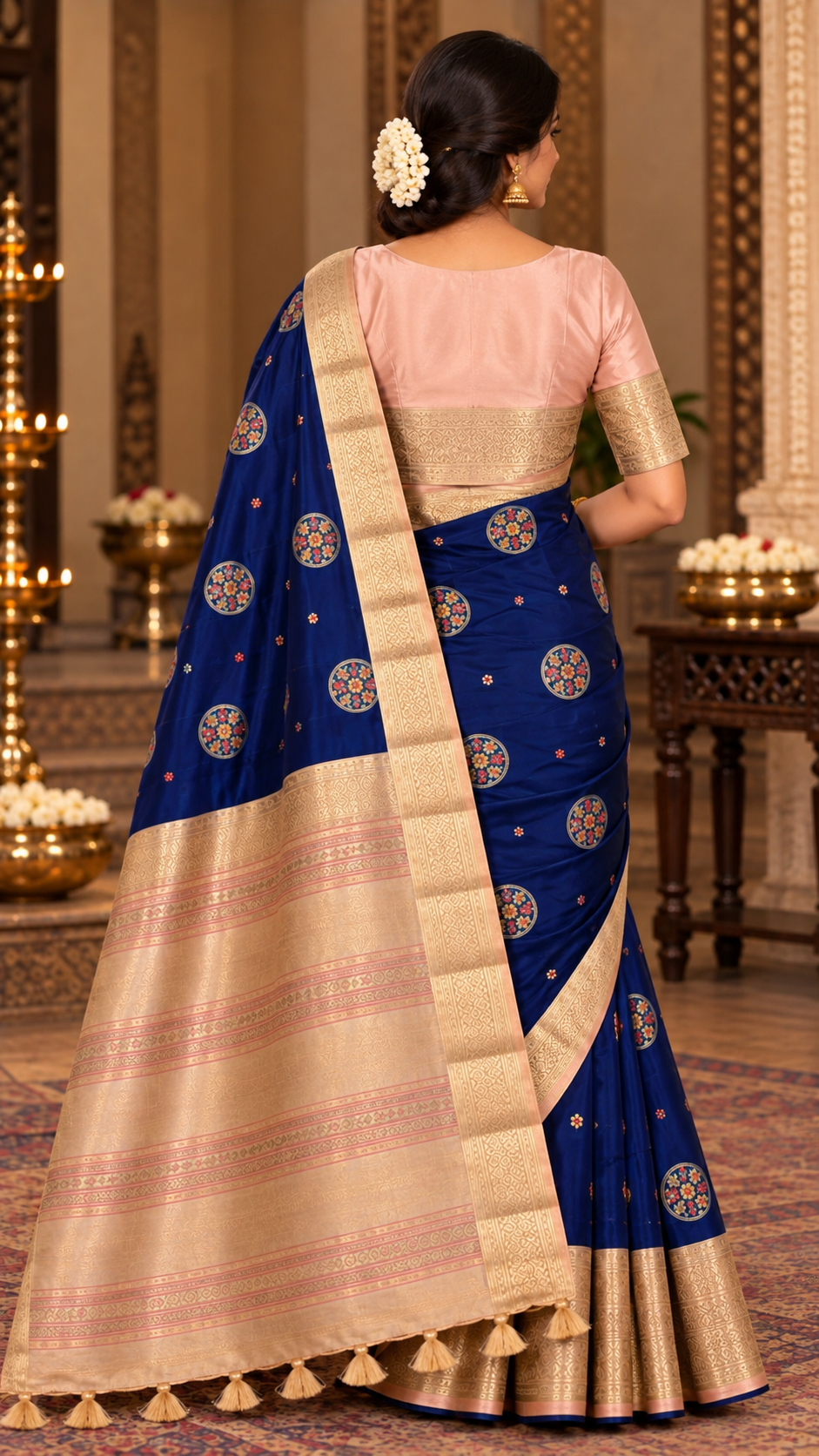 Navy Blue Kanchi Silk Saree