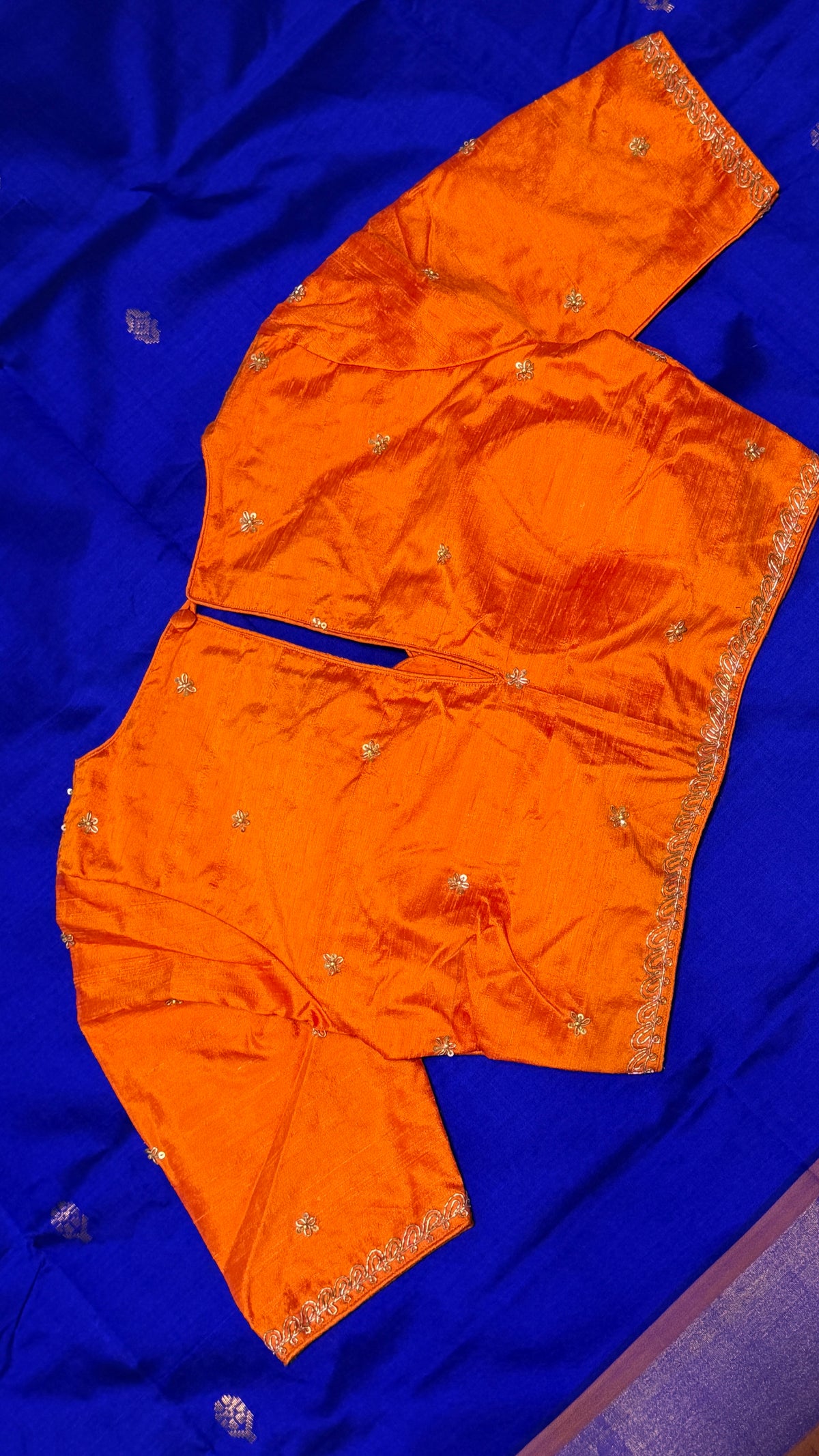 Orange Raw Silk Blouse