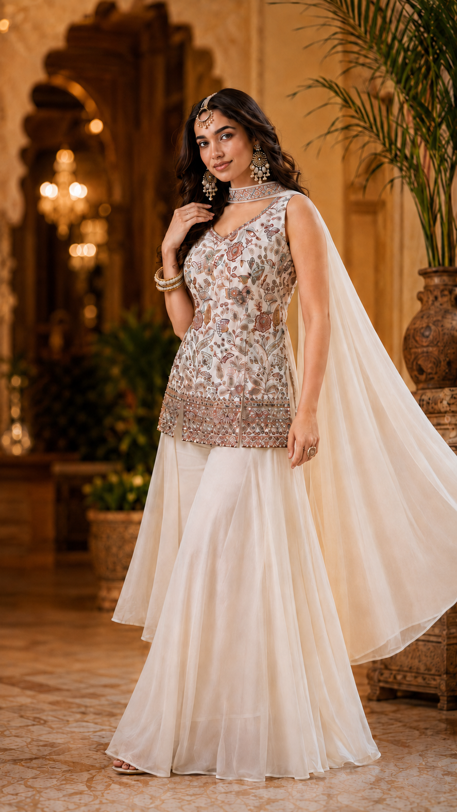 White Georgette Sharara Suit