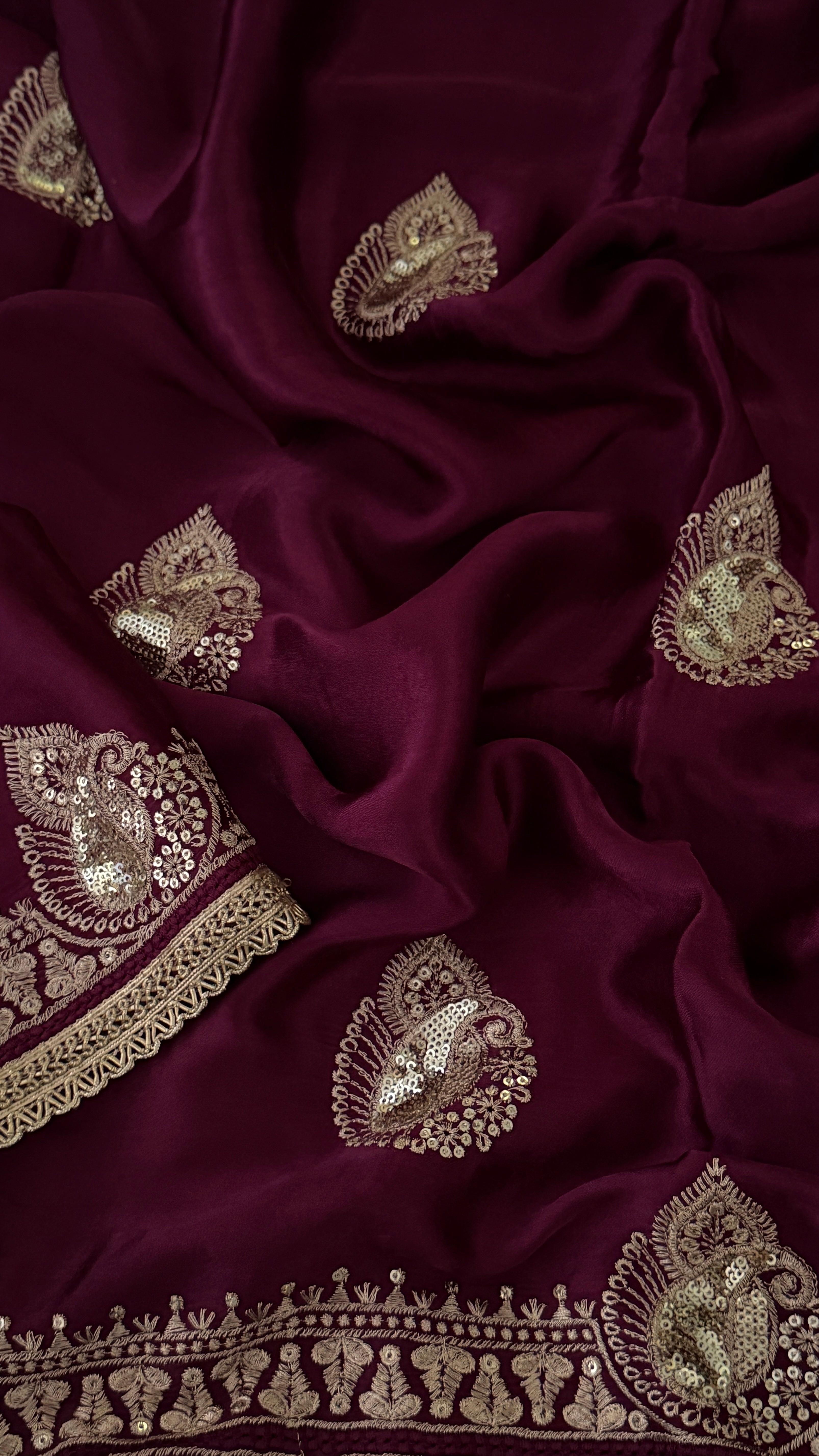 Wine Gaji Silk Saree