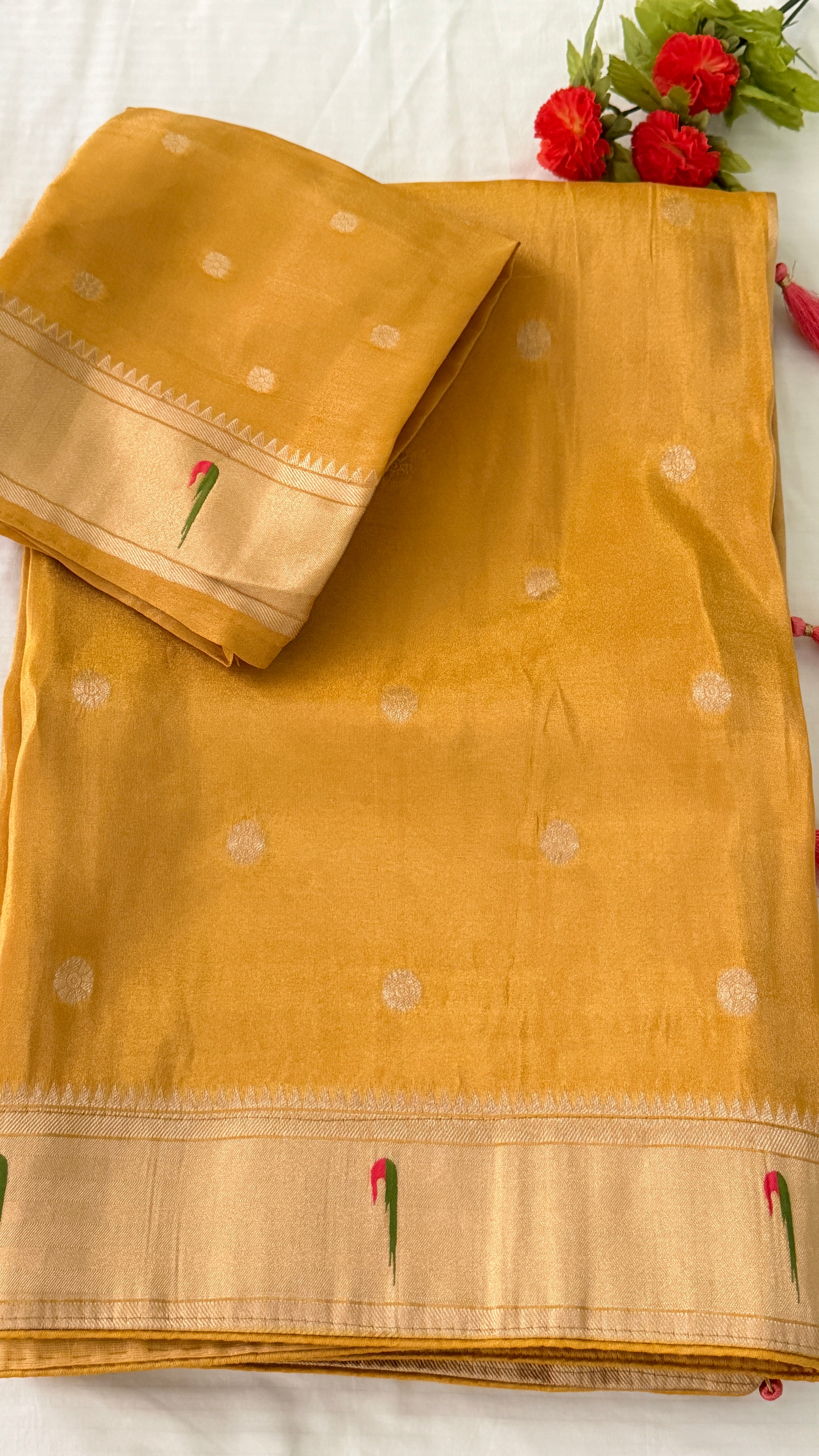 Mustard Tissue Silk Saree
