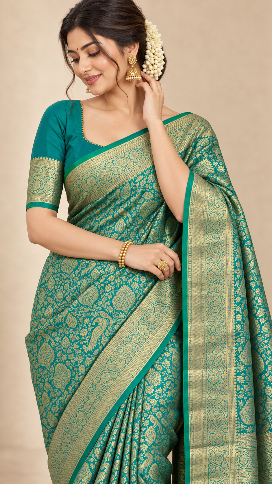 Sea Green Kanchi Silk Saree