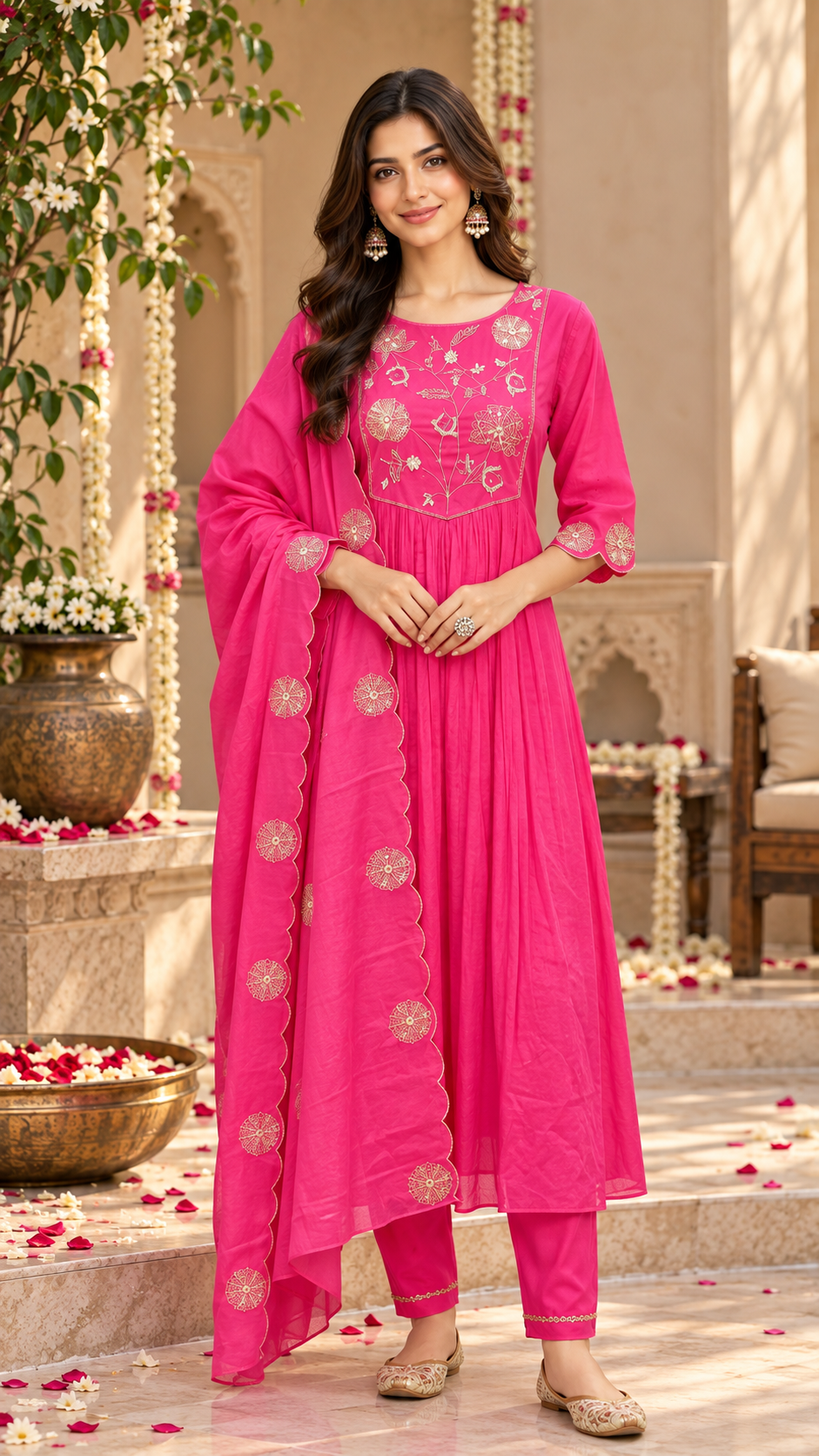 Pink Mul Chanderi Suit
