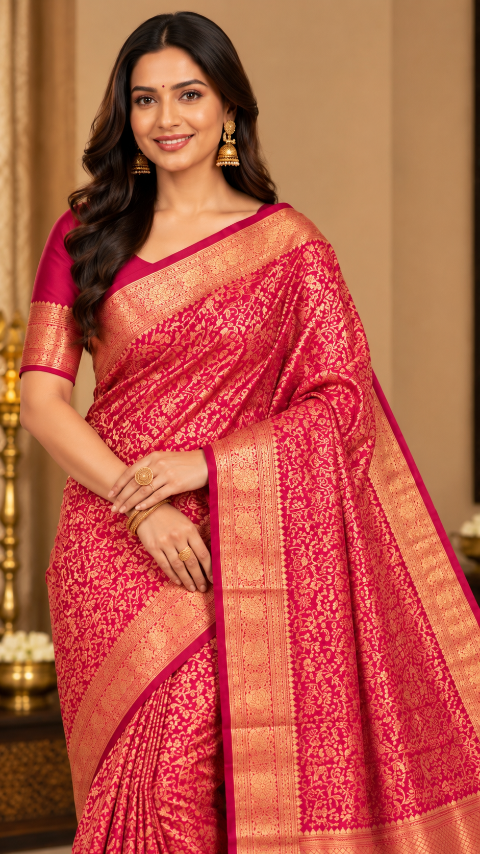 Pink Kanchi Silk Saree