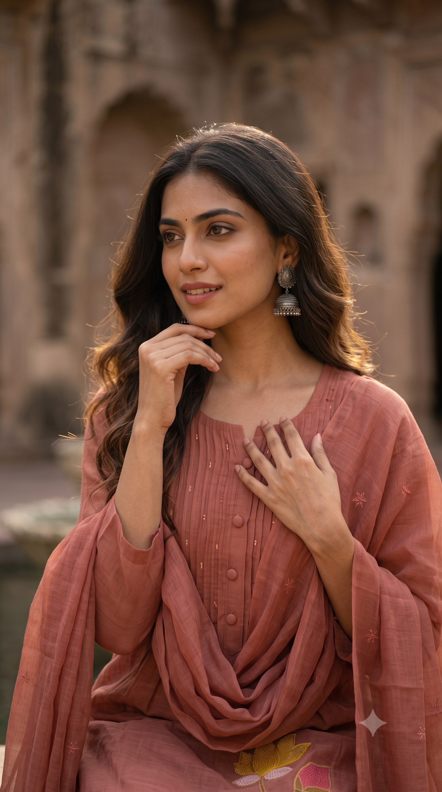 Mauve Mul Chanderi Salwar Suit