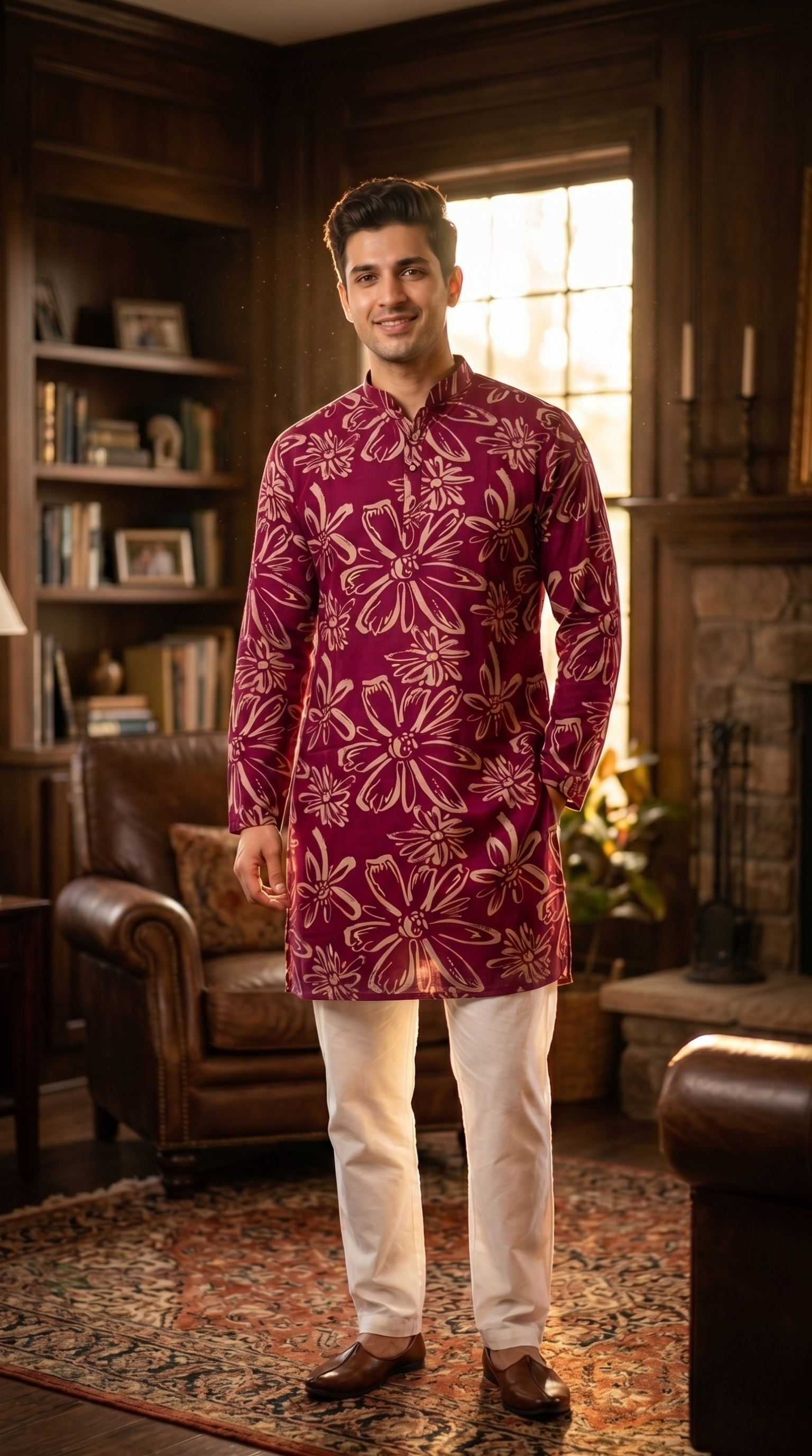 Magenta Cotton Kurta Set