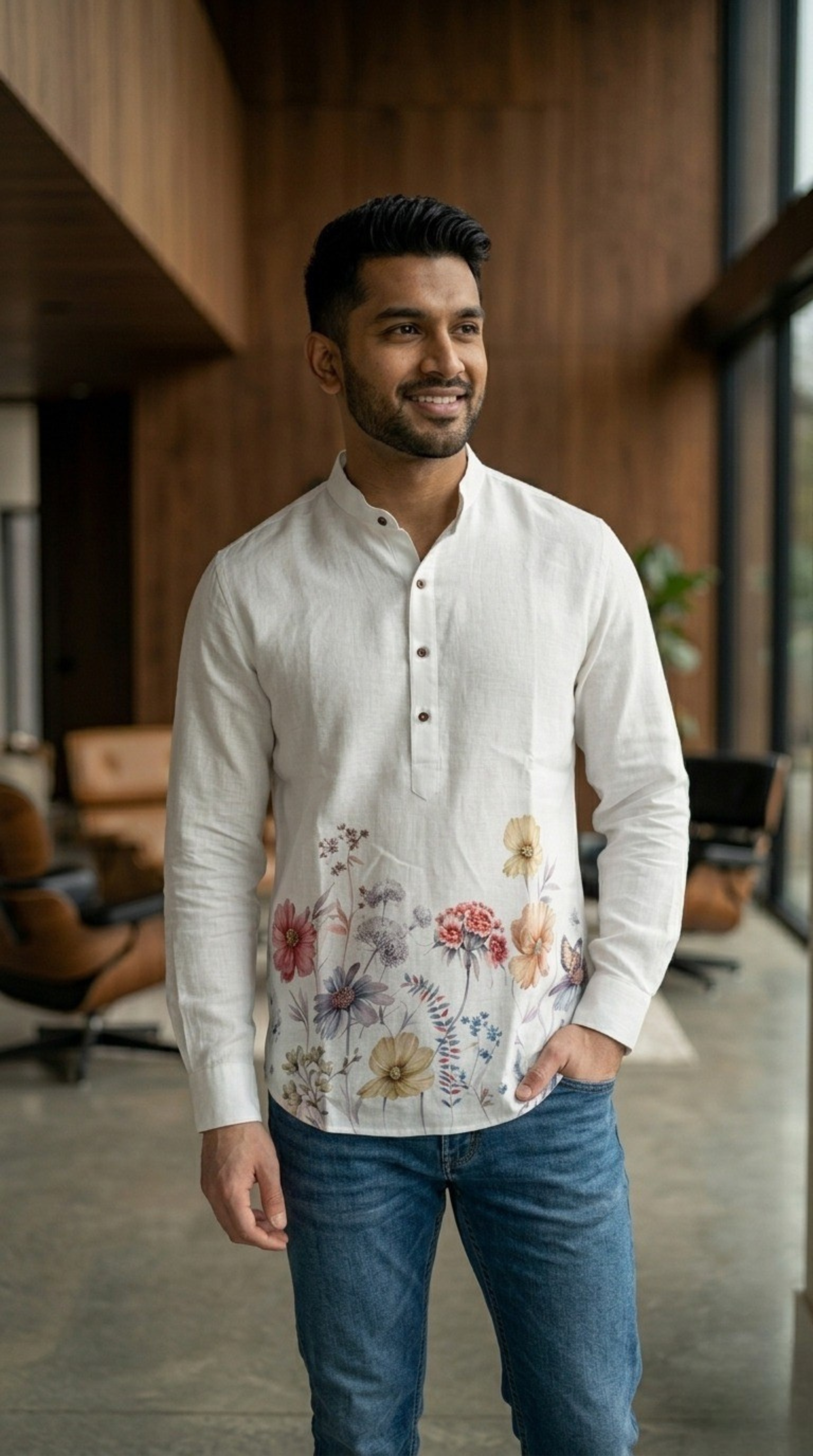 White Linen Short Kurta