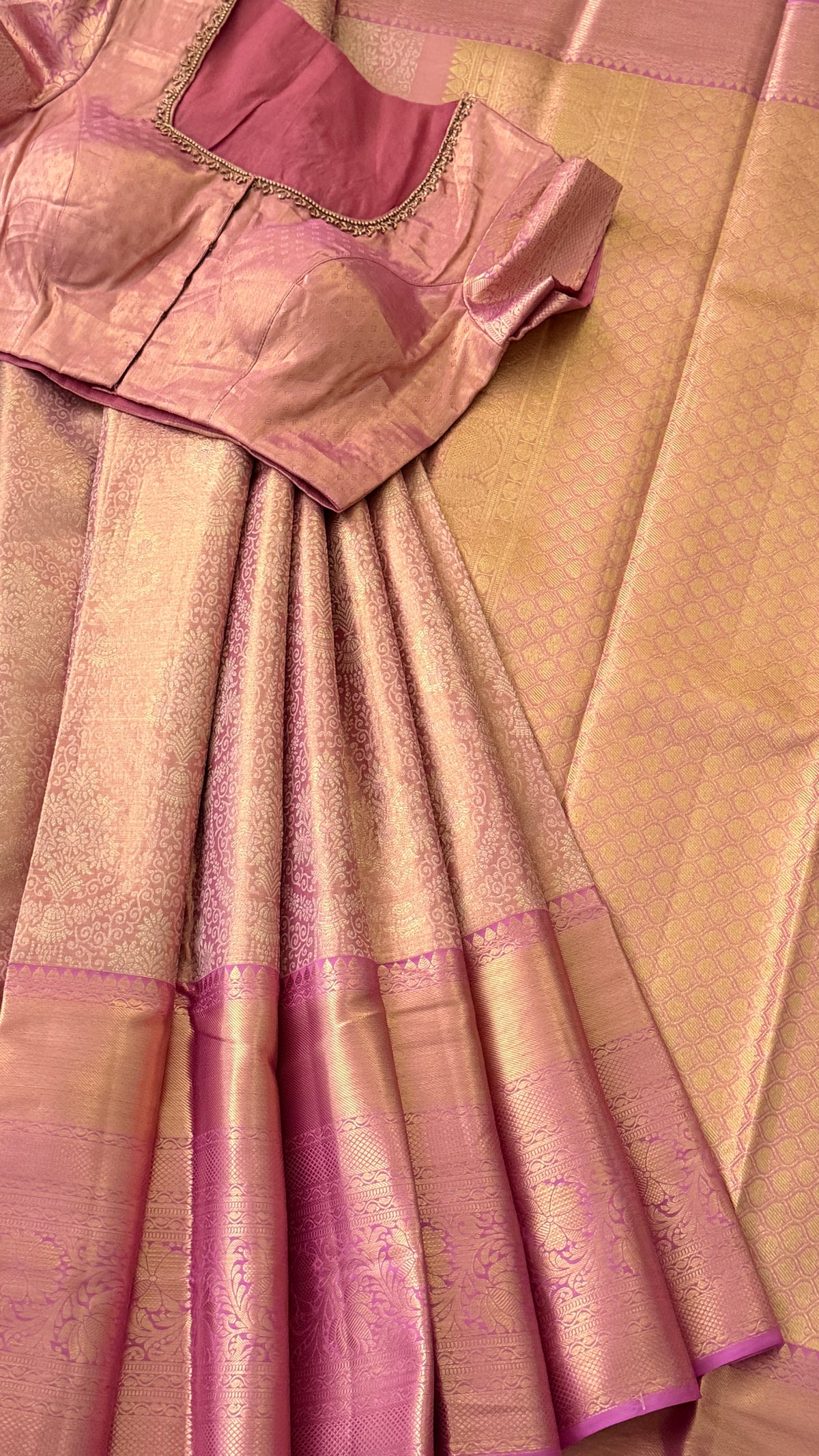 Rose Pink Kanchi Silk Saree