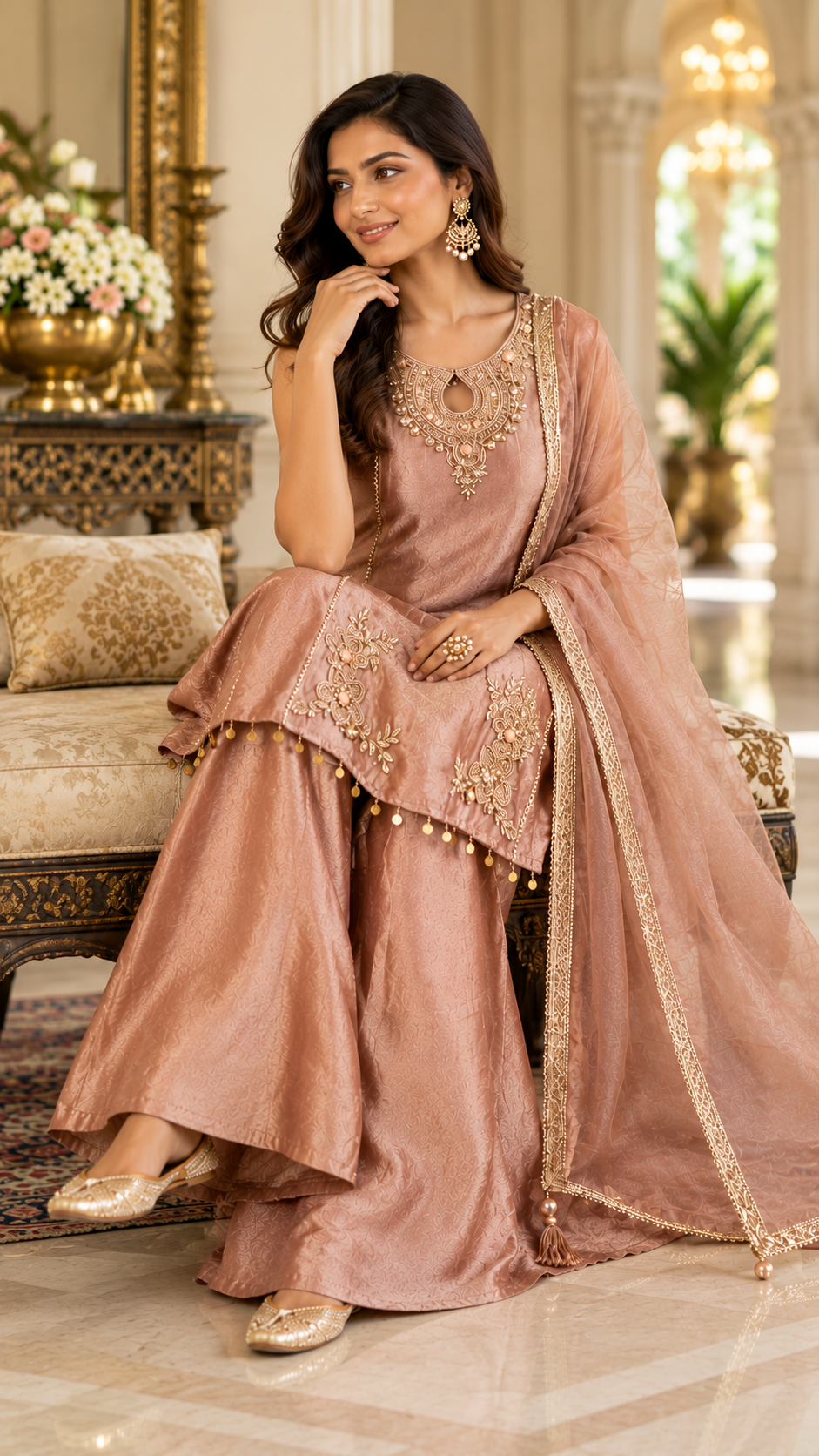 Mauve Organza Tissue Silk Sharara Suit