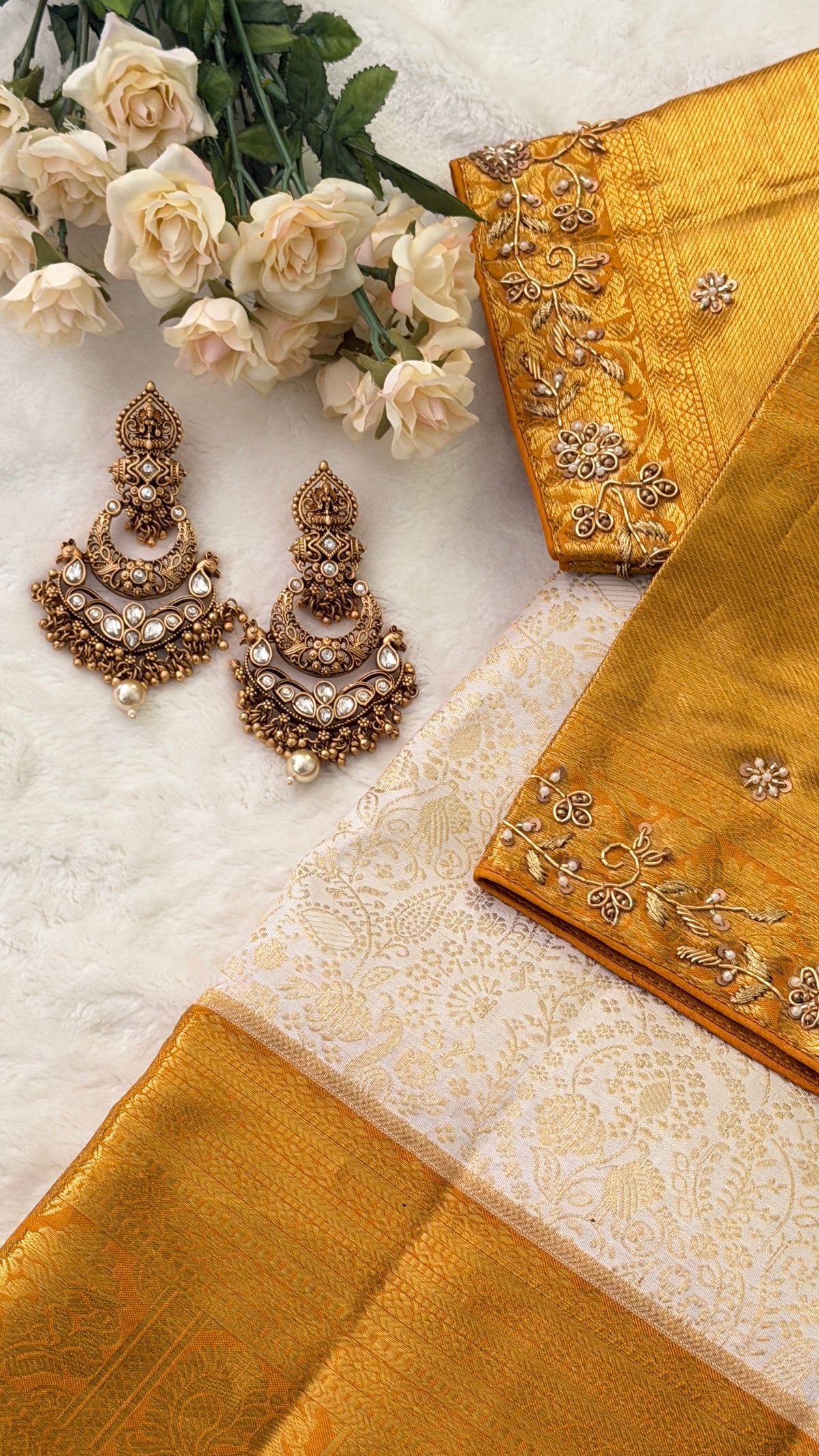 Ivory Kanchi Silk Saree