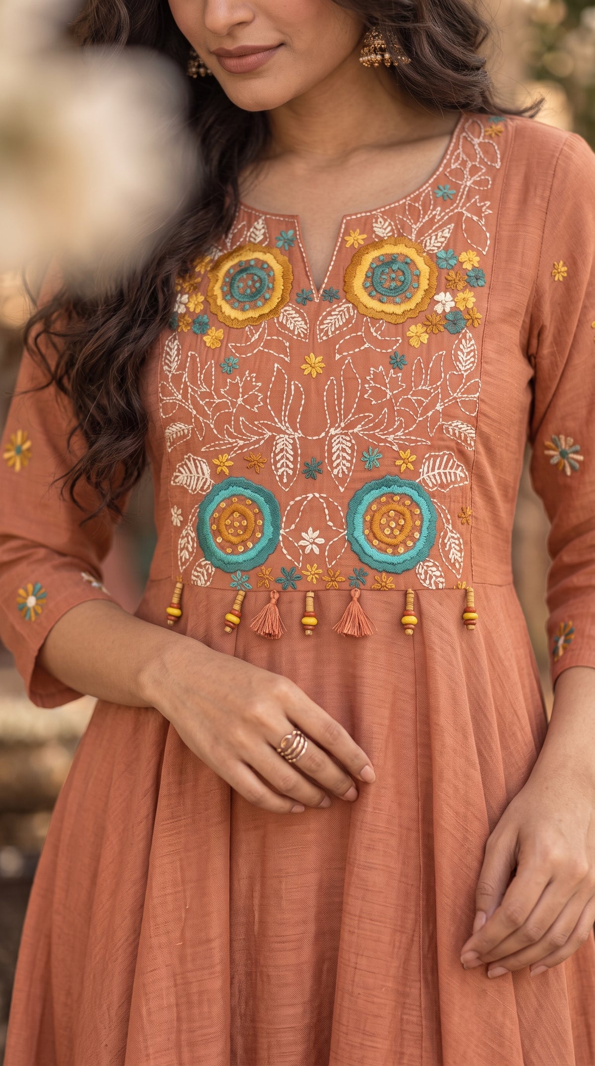 Rust Orange Mul Chanderi Salwar Suit