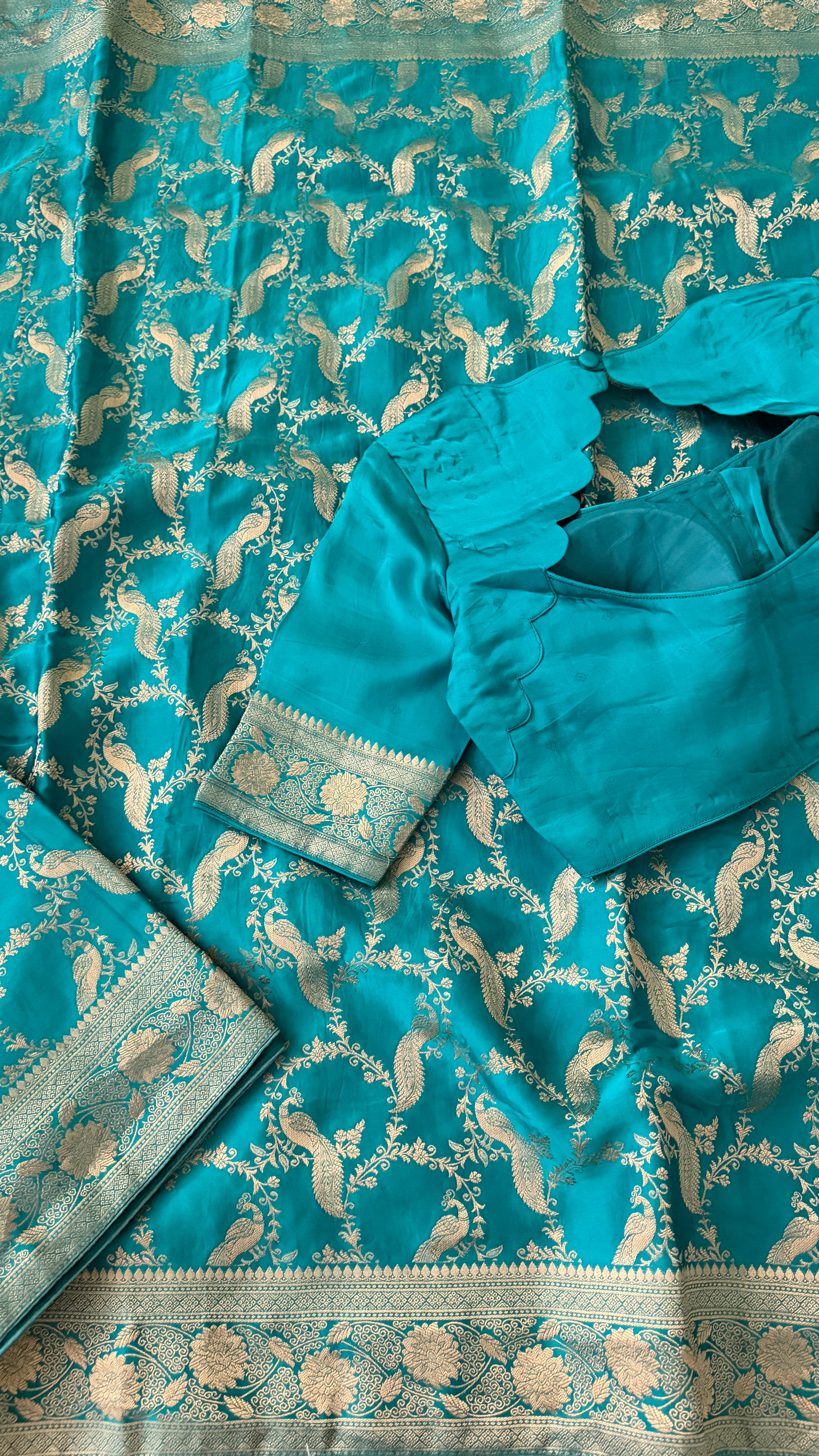 Blue Banarasi Satin Silk Saree