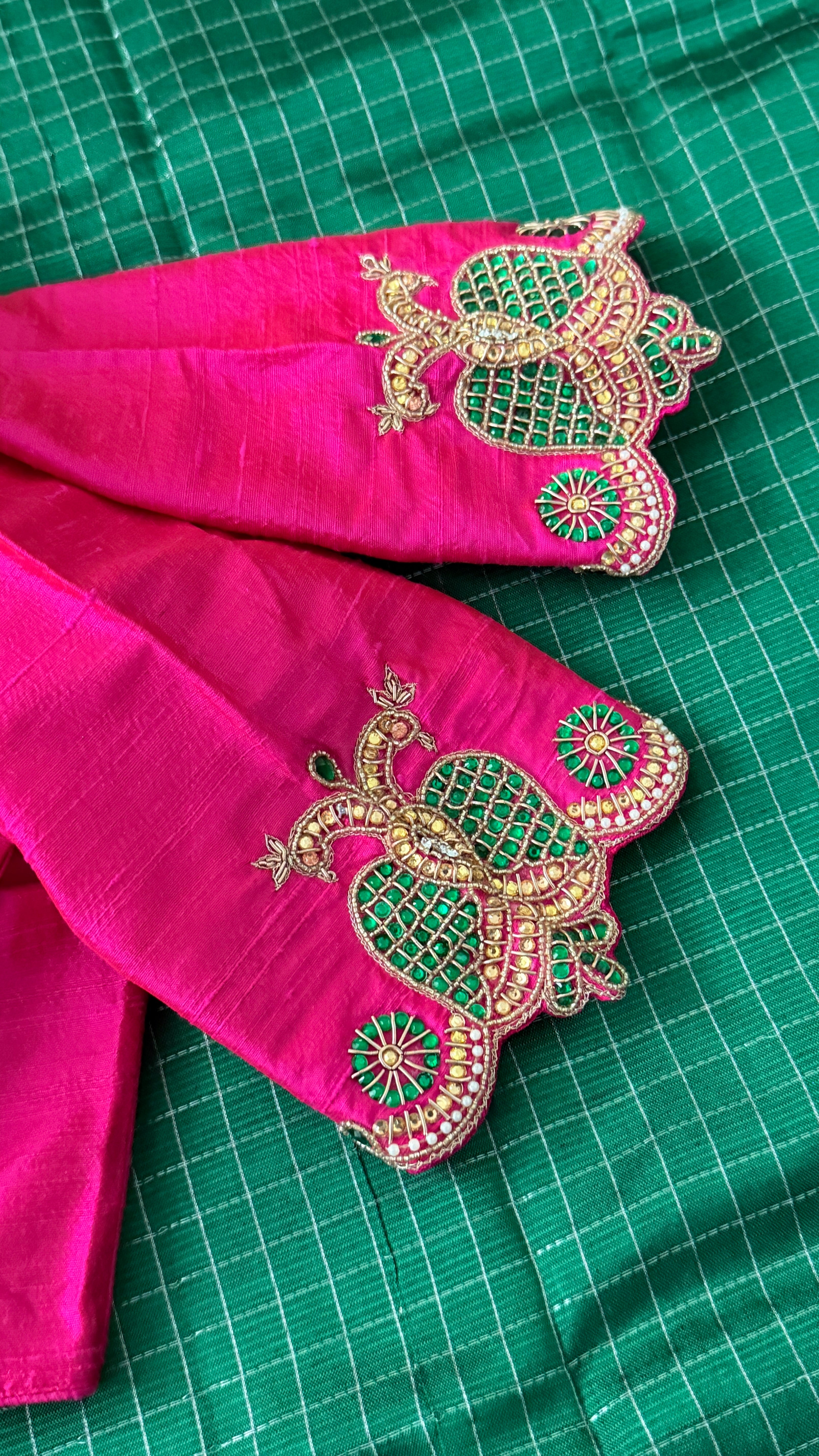 Hot Pink High-Neck Jewel Blouse