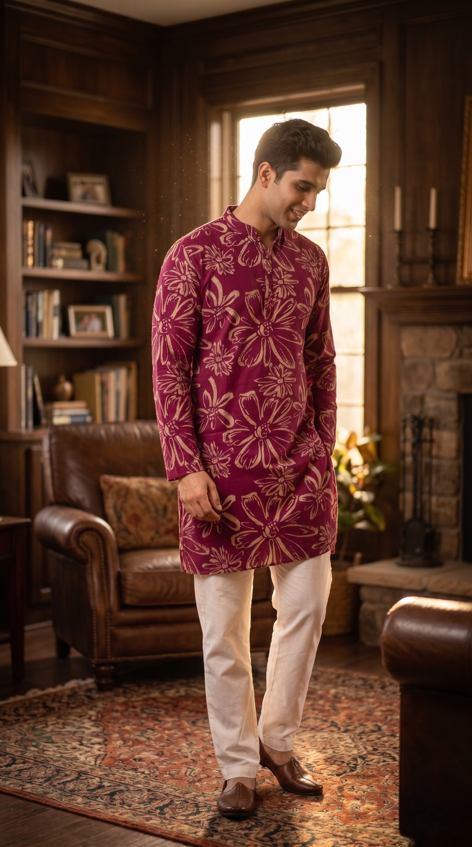 Magenta Cotton Kurta Set