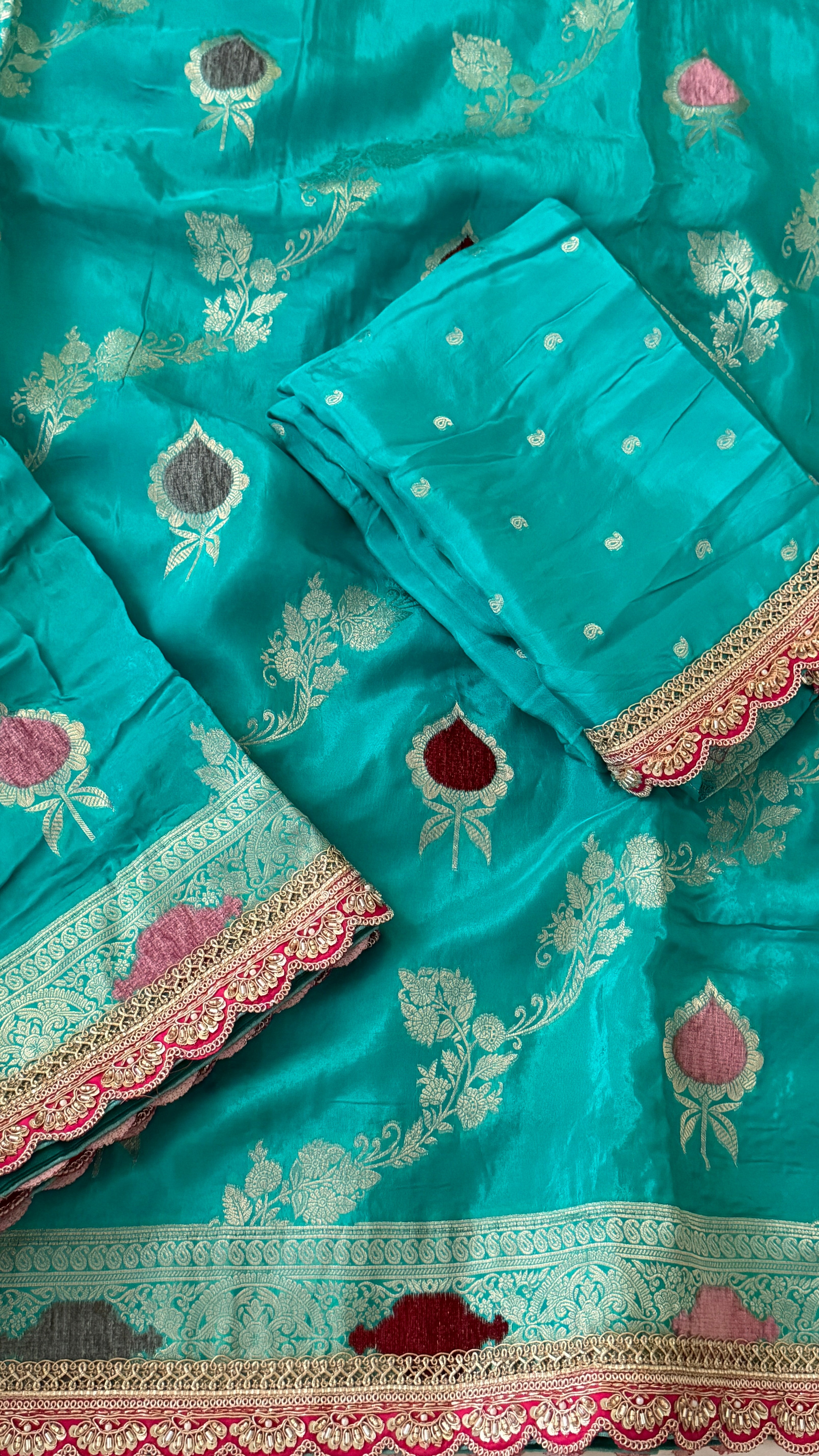 Blue Munga Silk Saree
