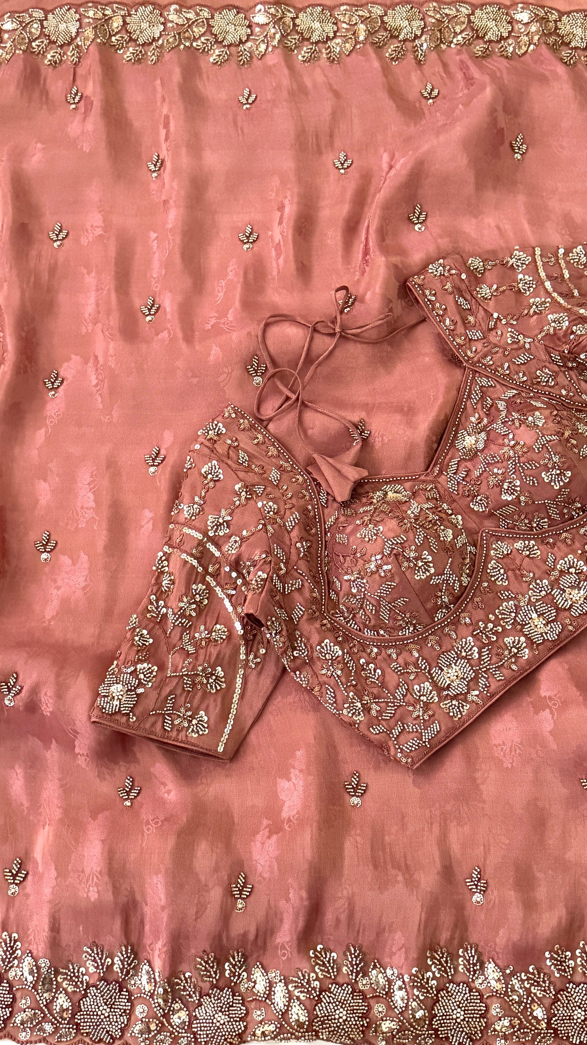 Rose Gold Crepe Silk Fancy Saree