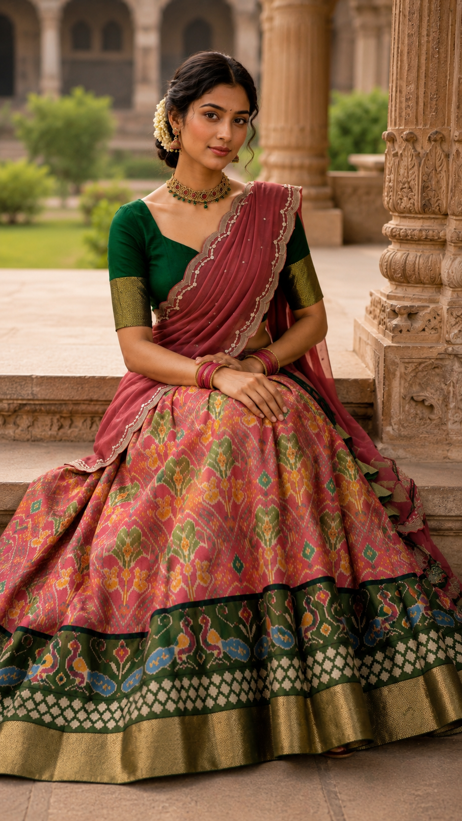 Mauve Pochampally Silk Langa Voni