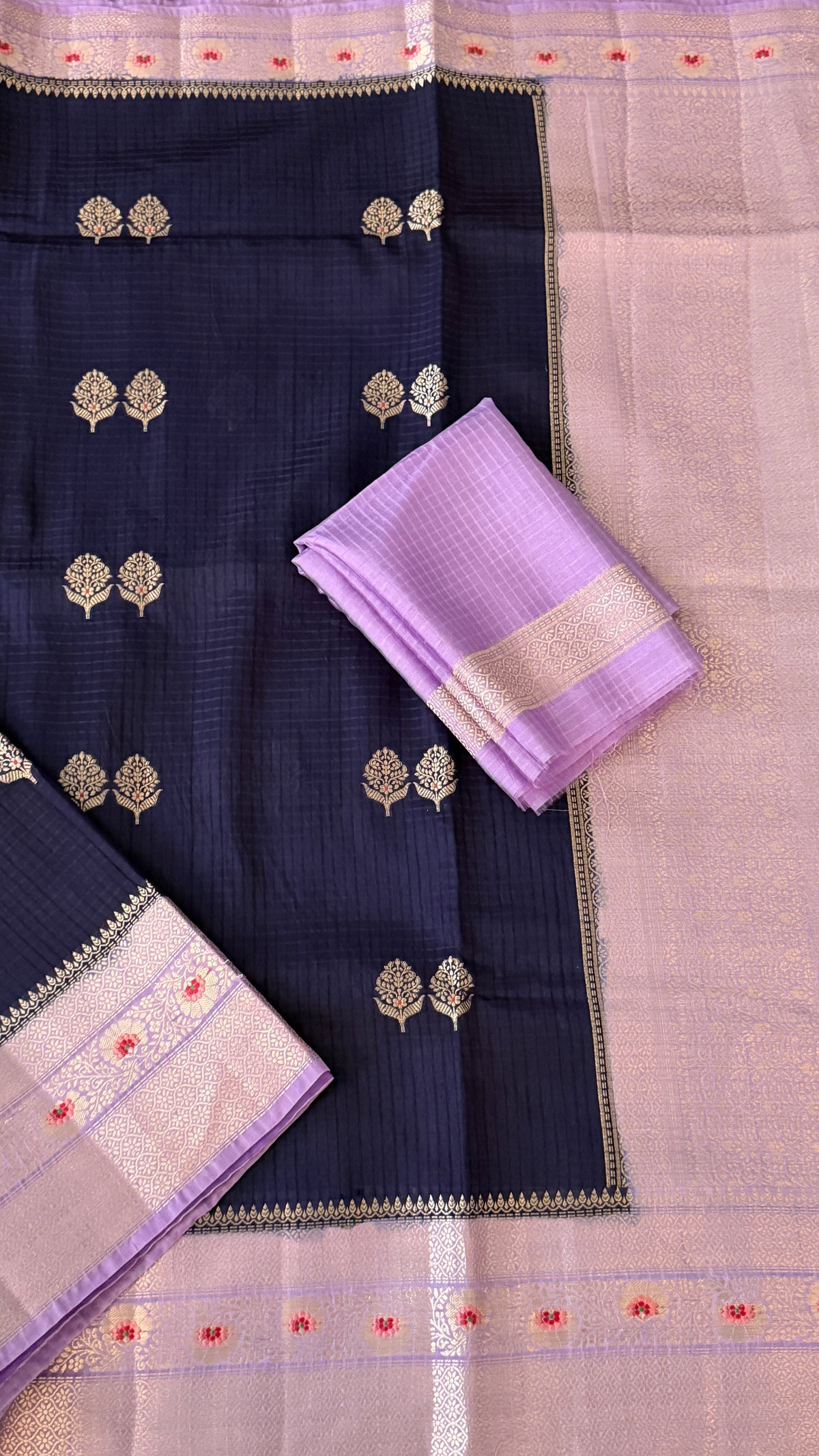 Navy Blue Viscode Beneras Silk Festive Saree