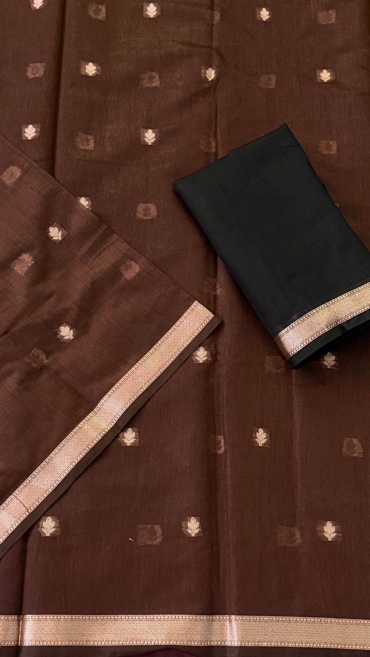Brown Silk Linen Saree