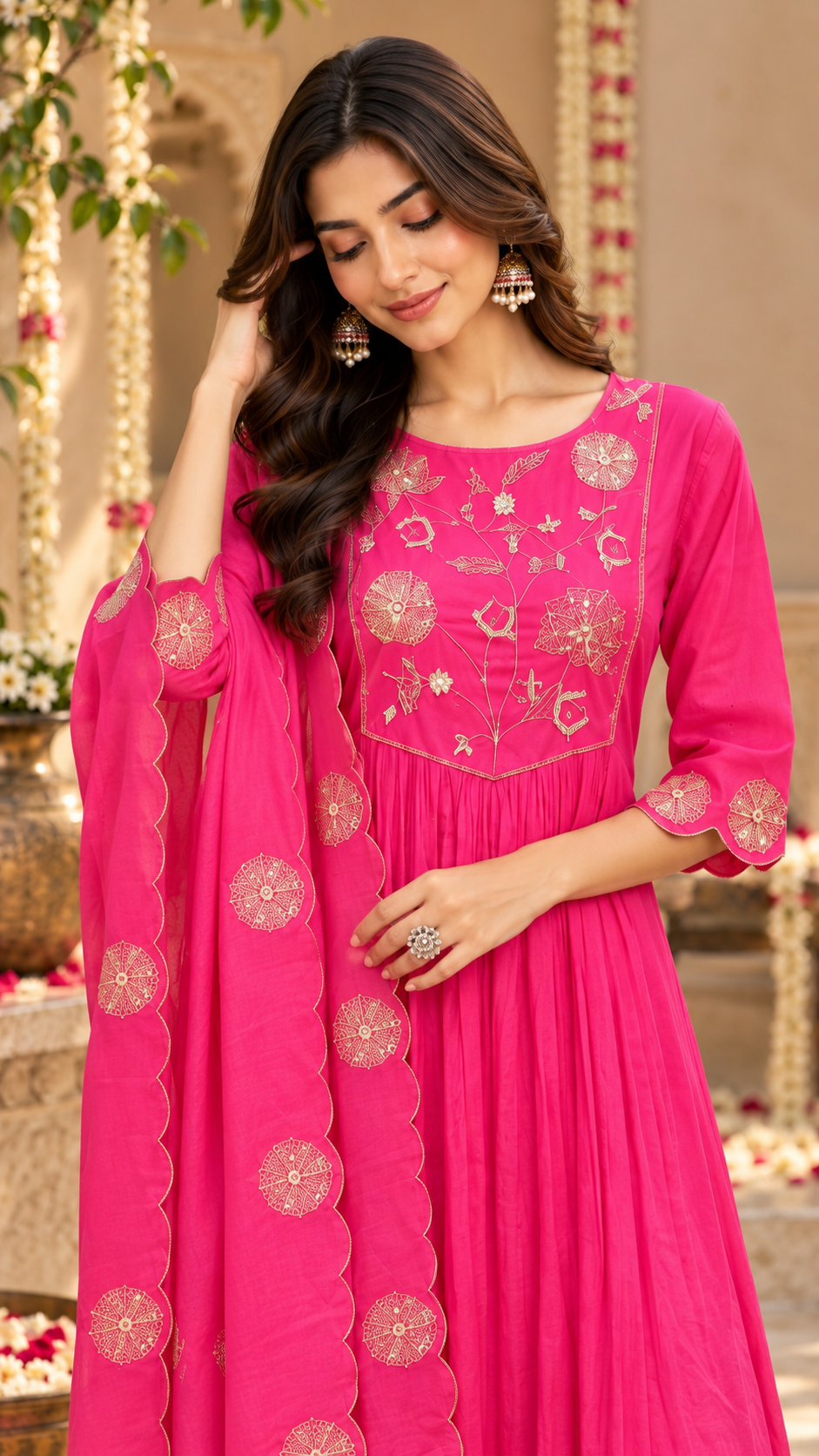 Pink Mul Chanderi Suit