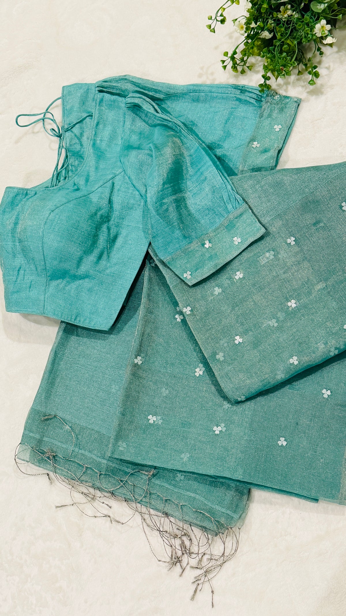 Sea Green Resham Tissue Silk Saree