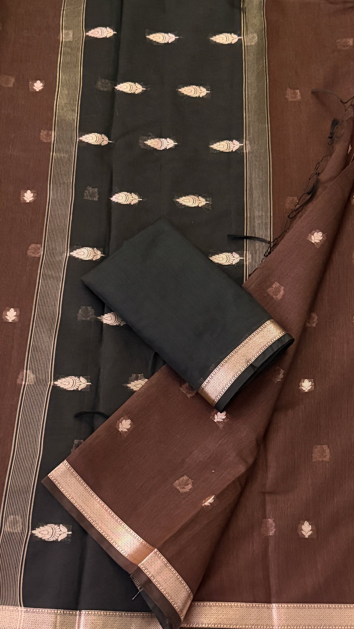 Brown Silk Linen Saree