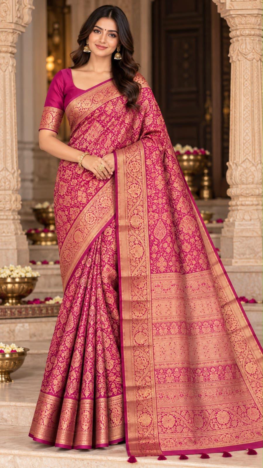 Pink Kanchi Silk Saree