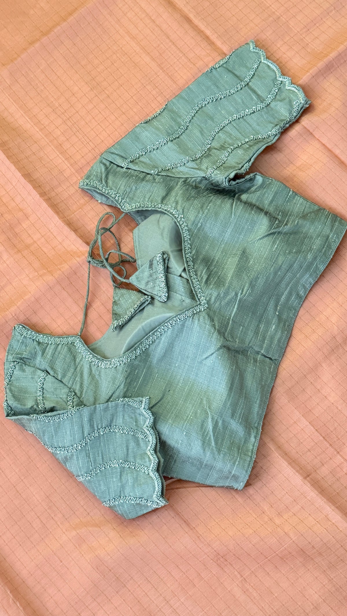 Grey Raw Silk Blouse