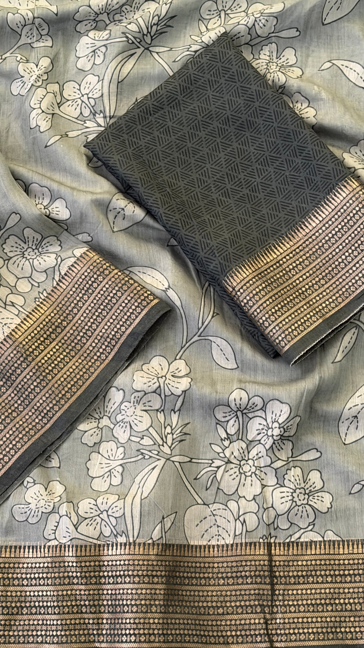 Grey Soft Cotton Saree