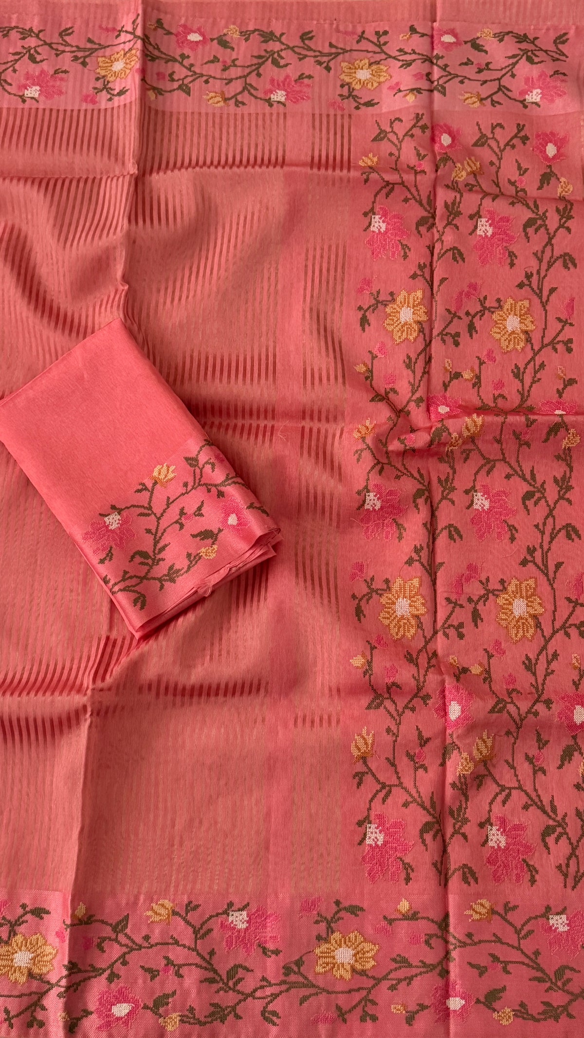 Coral Tissue Silk Saree