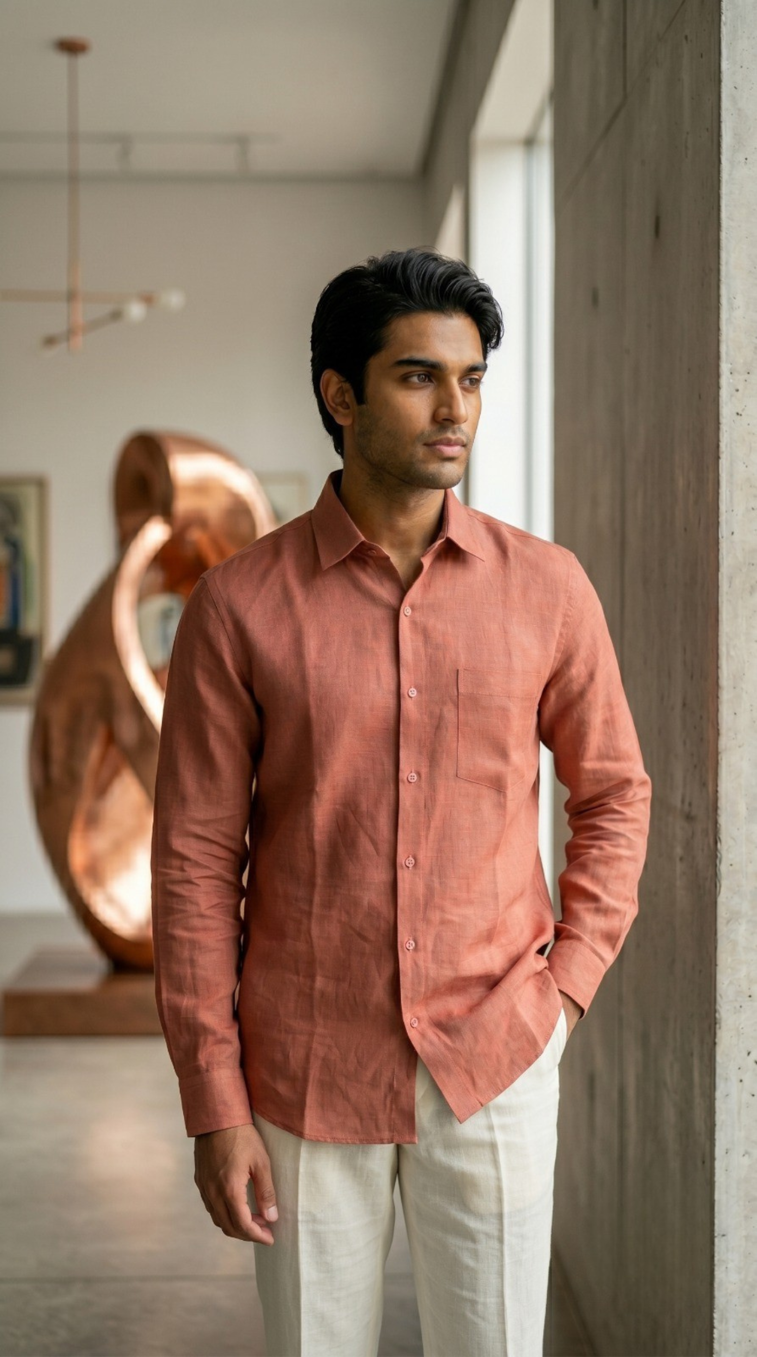 Blush Red Linen Shirt