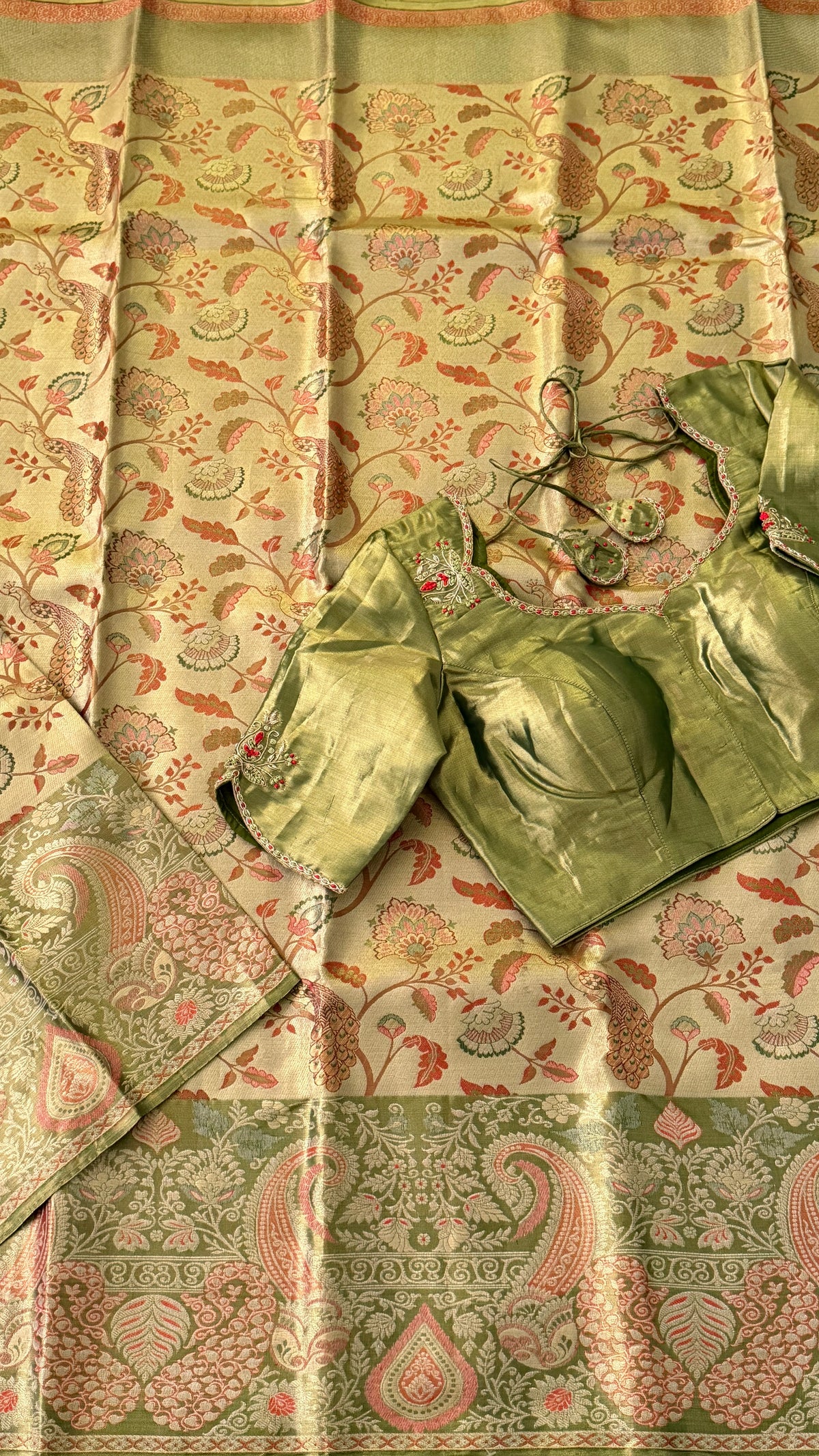 Olive Green Kanchi Silk Saree