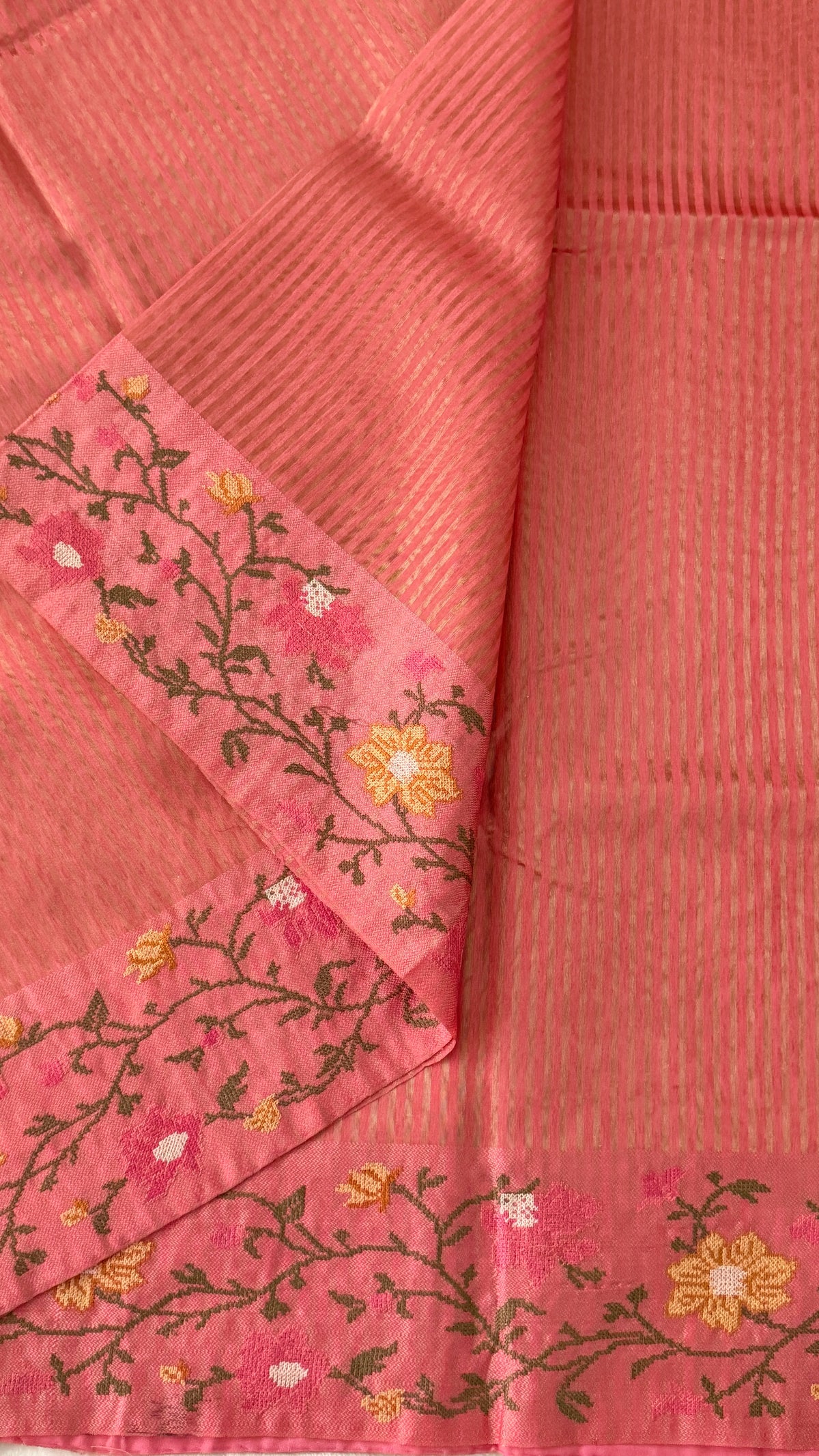 Coral Tissue Silk Saree