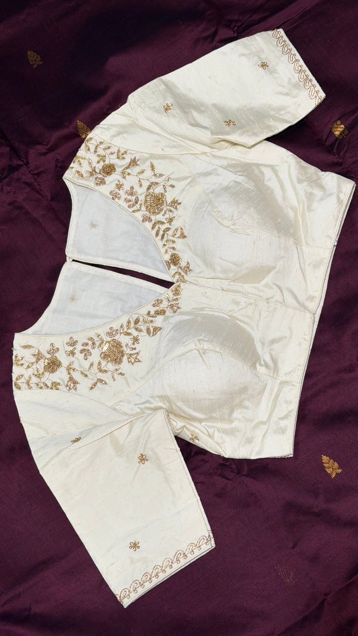 Off White Raw Silk Blouse