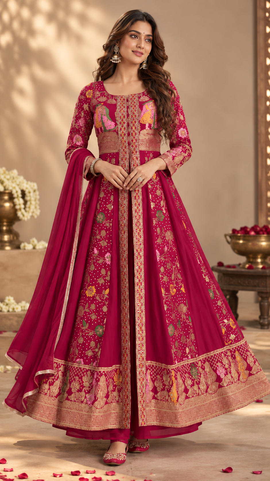 Pink Georgette Anarkali Suit