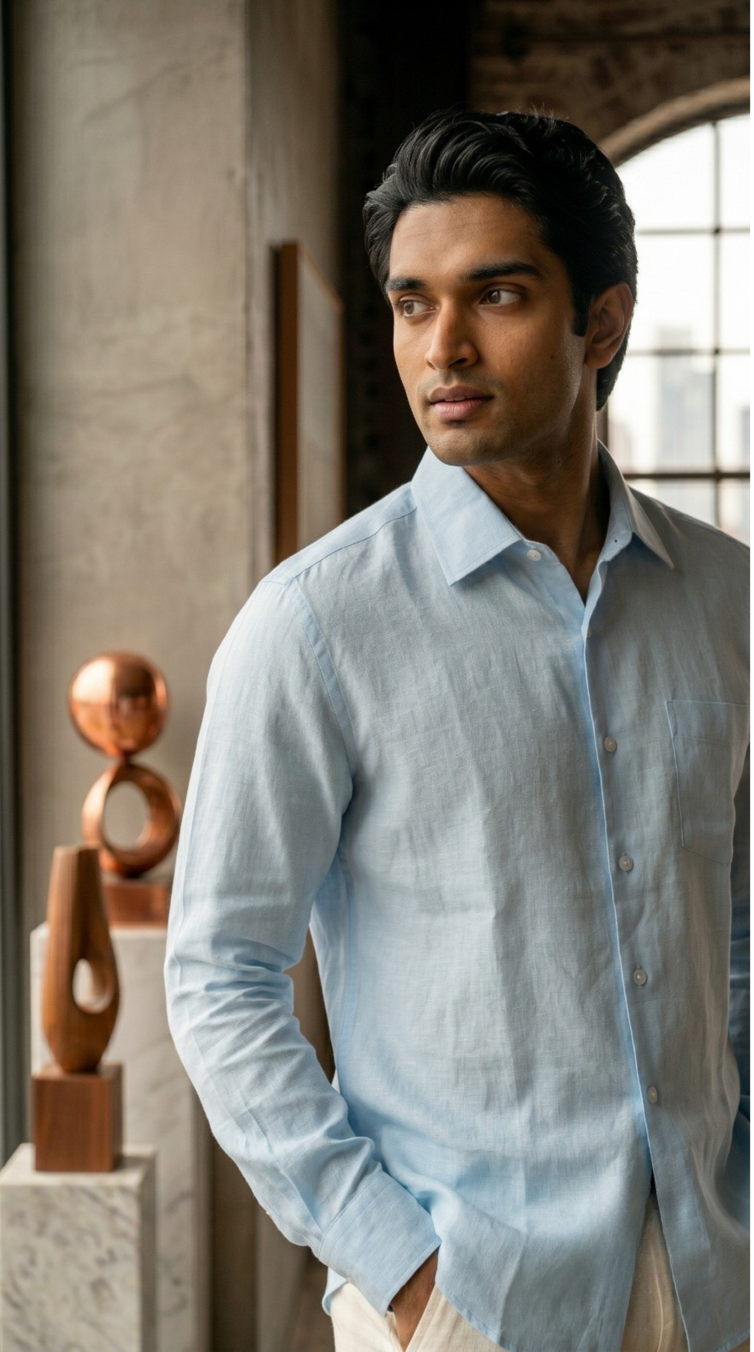 Sapphire Blue Linen Shirt