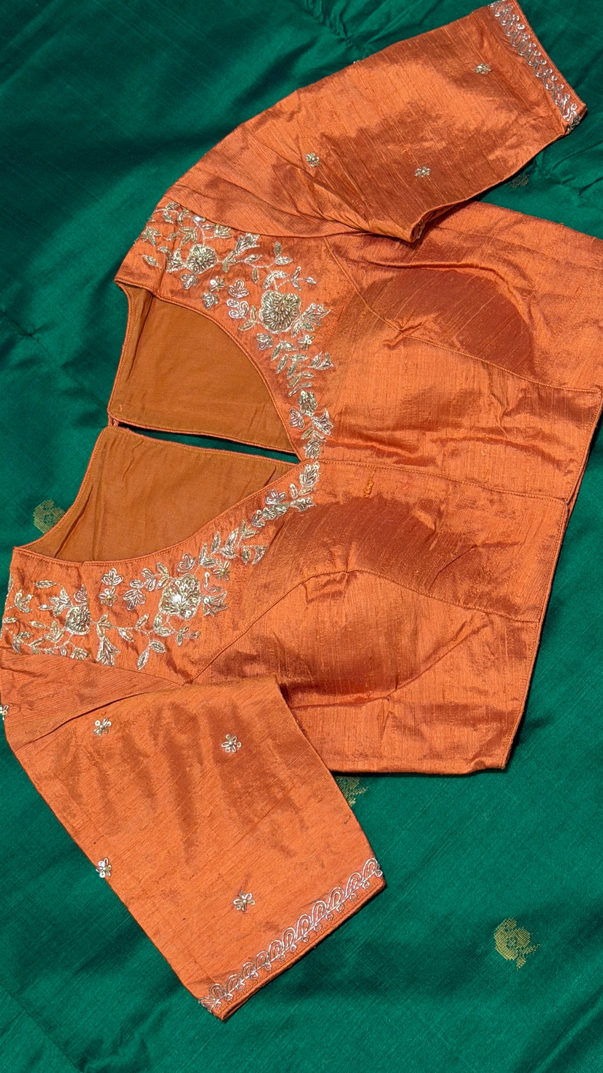 Burnt Orange Raw Silk Blouse