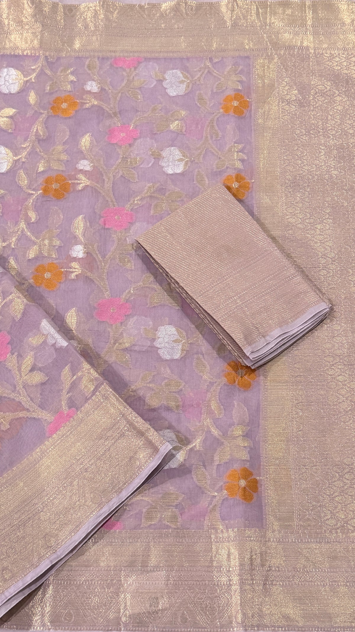 Lavender Chanderi Silk Saree