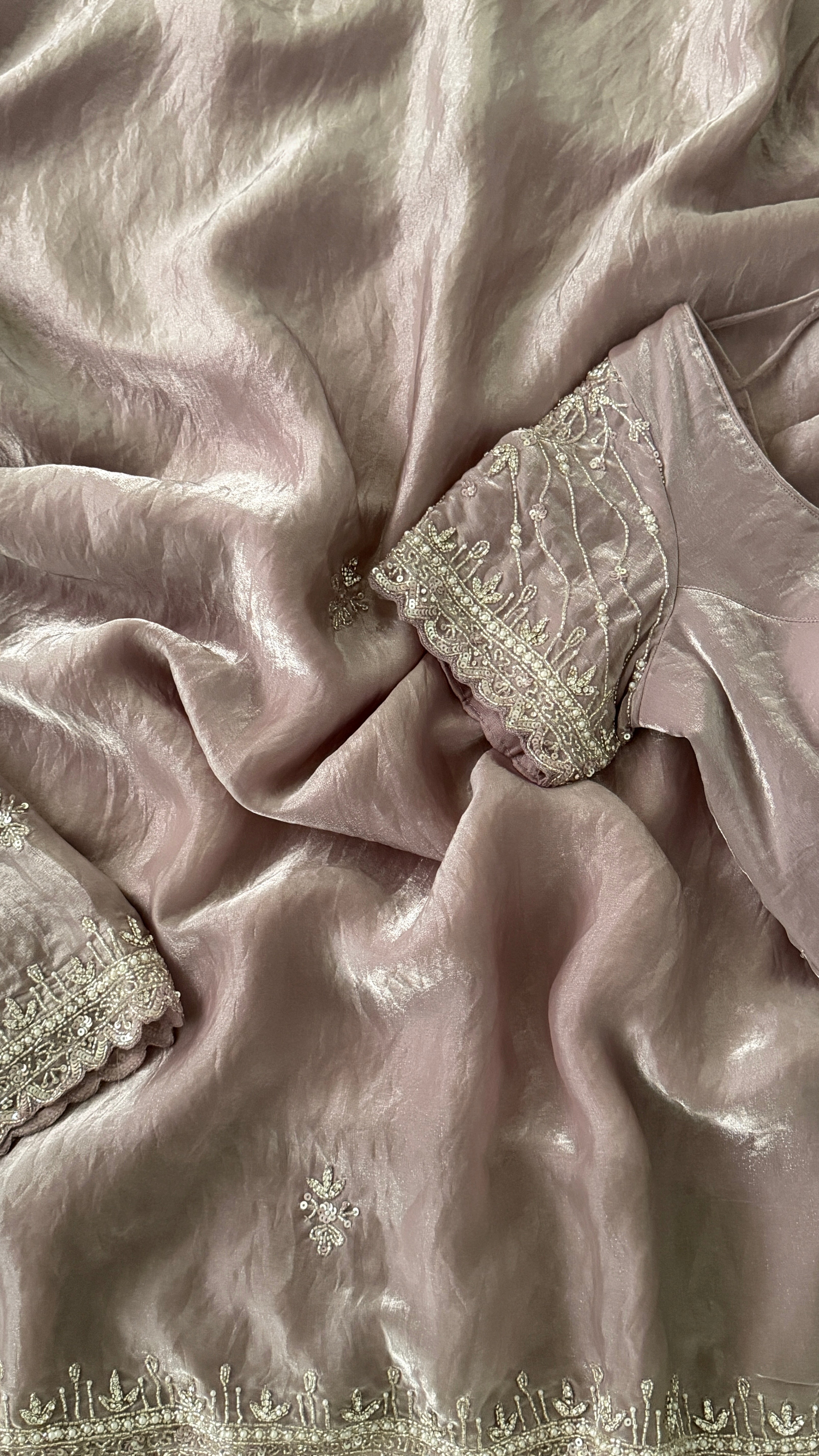 Lavender Glass Organza Fancy Saree