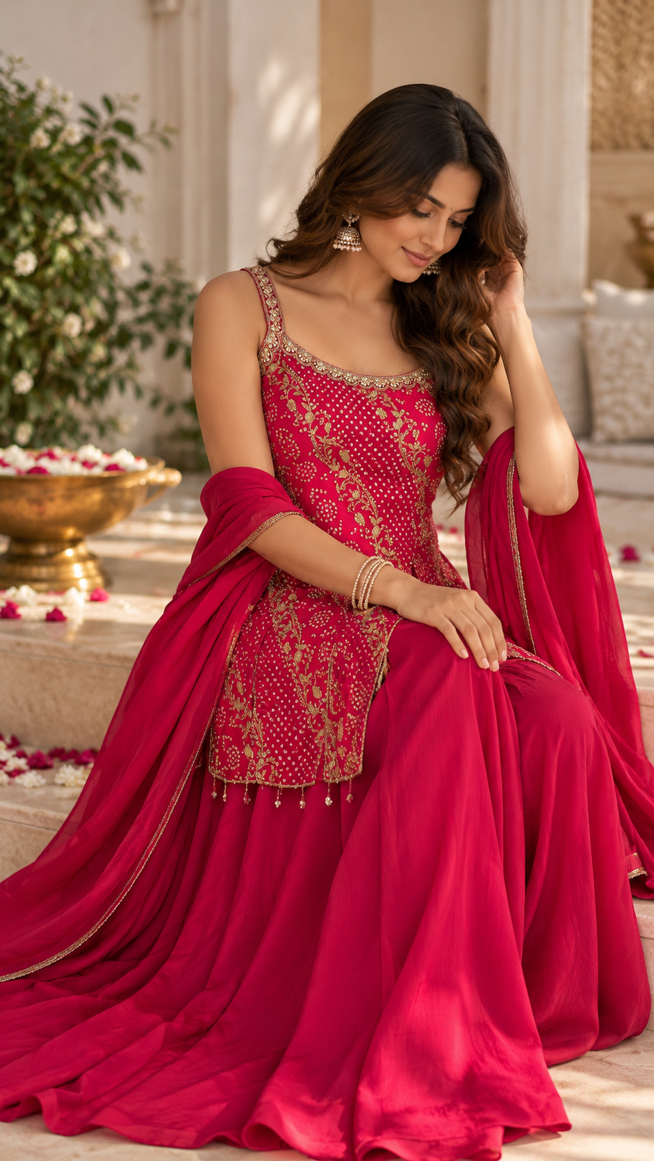 Pink Silk Sharara Suit