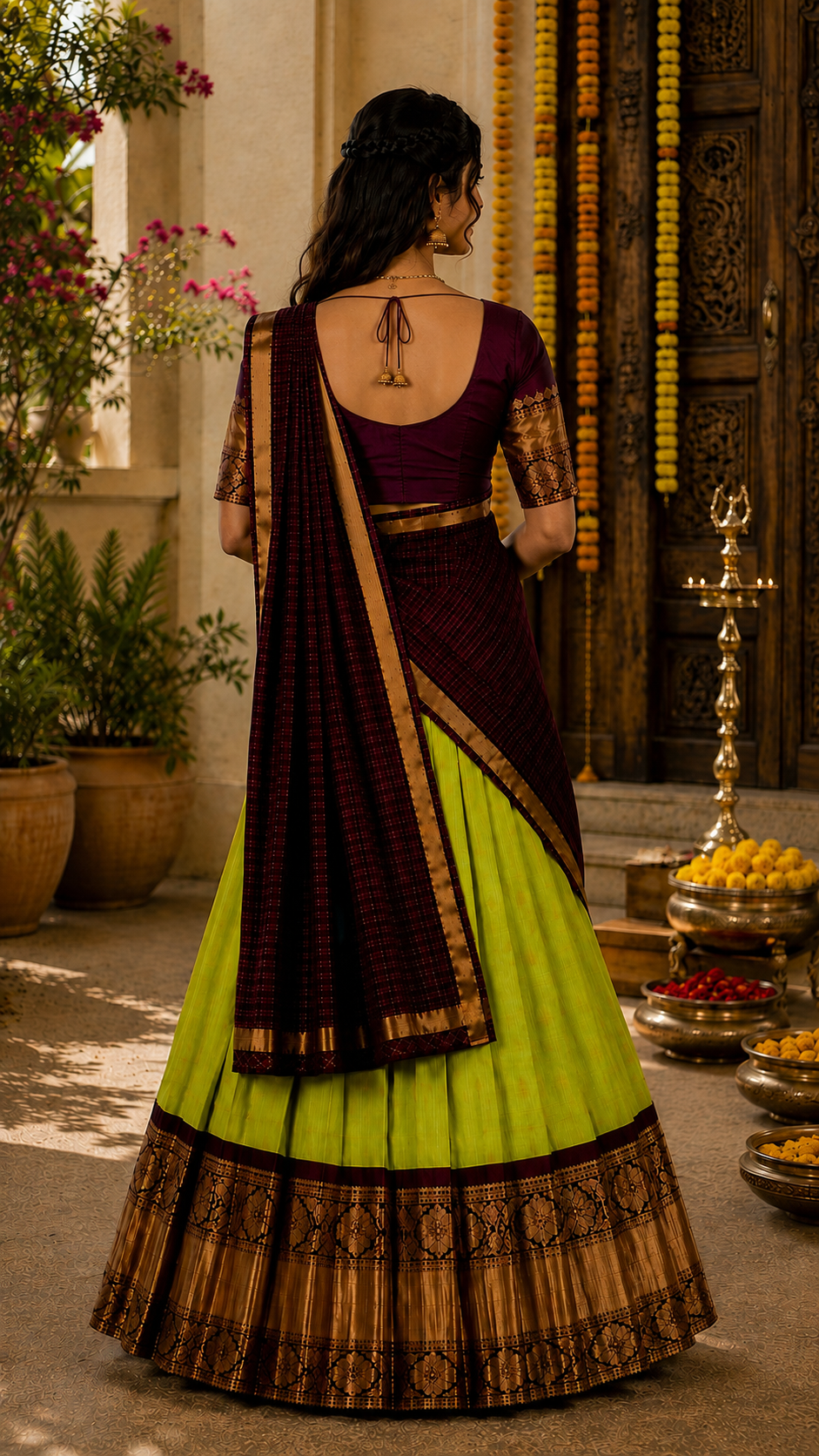 Green Kuppadam Silk Langa Voni
