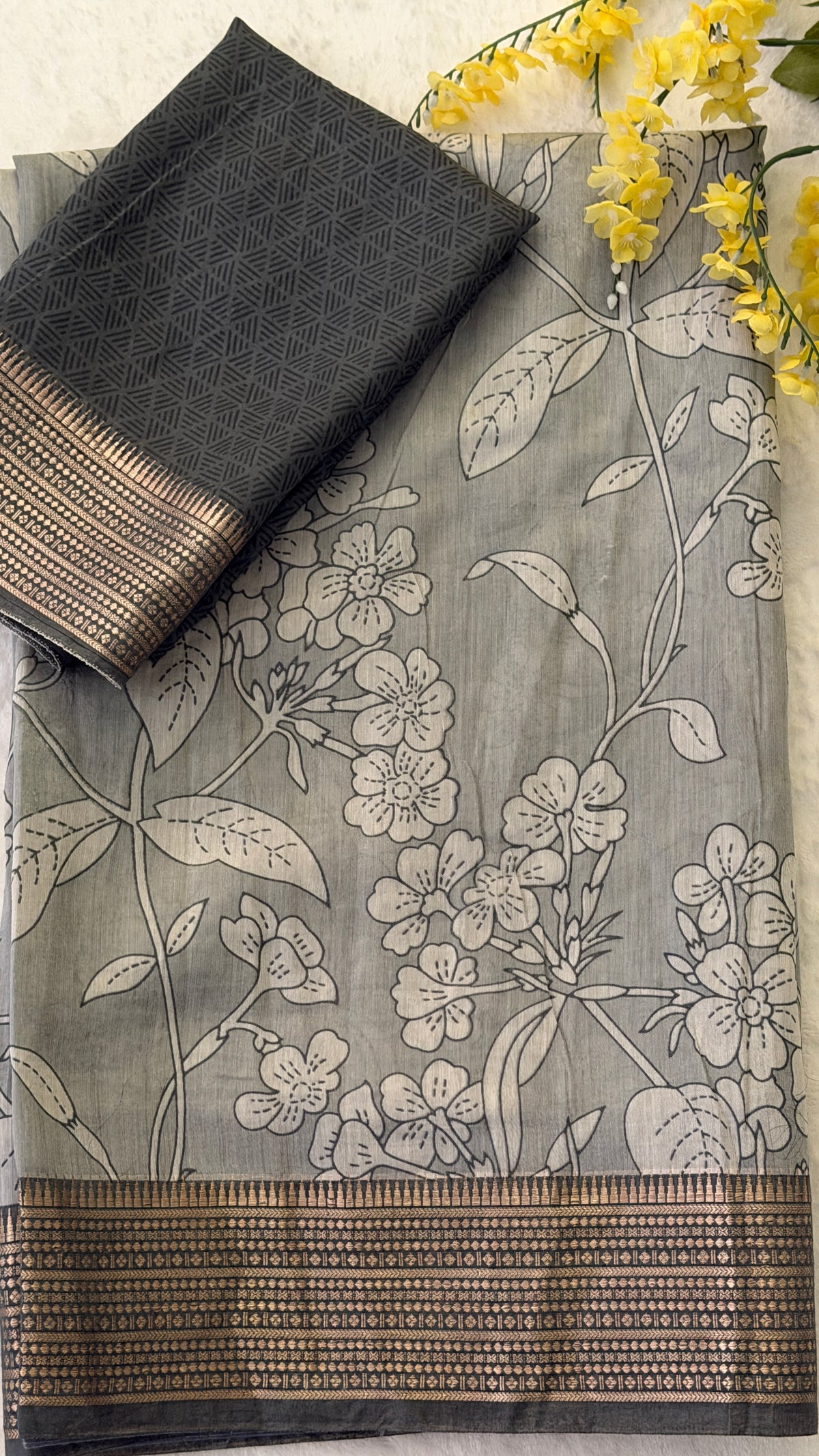 Grey Soft Cotton Saree