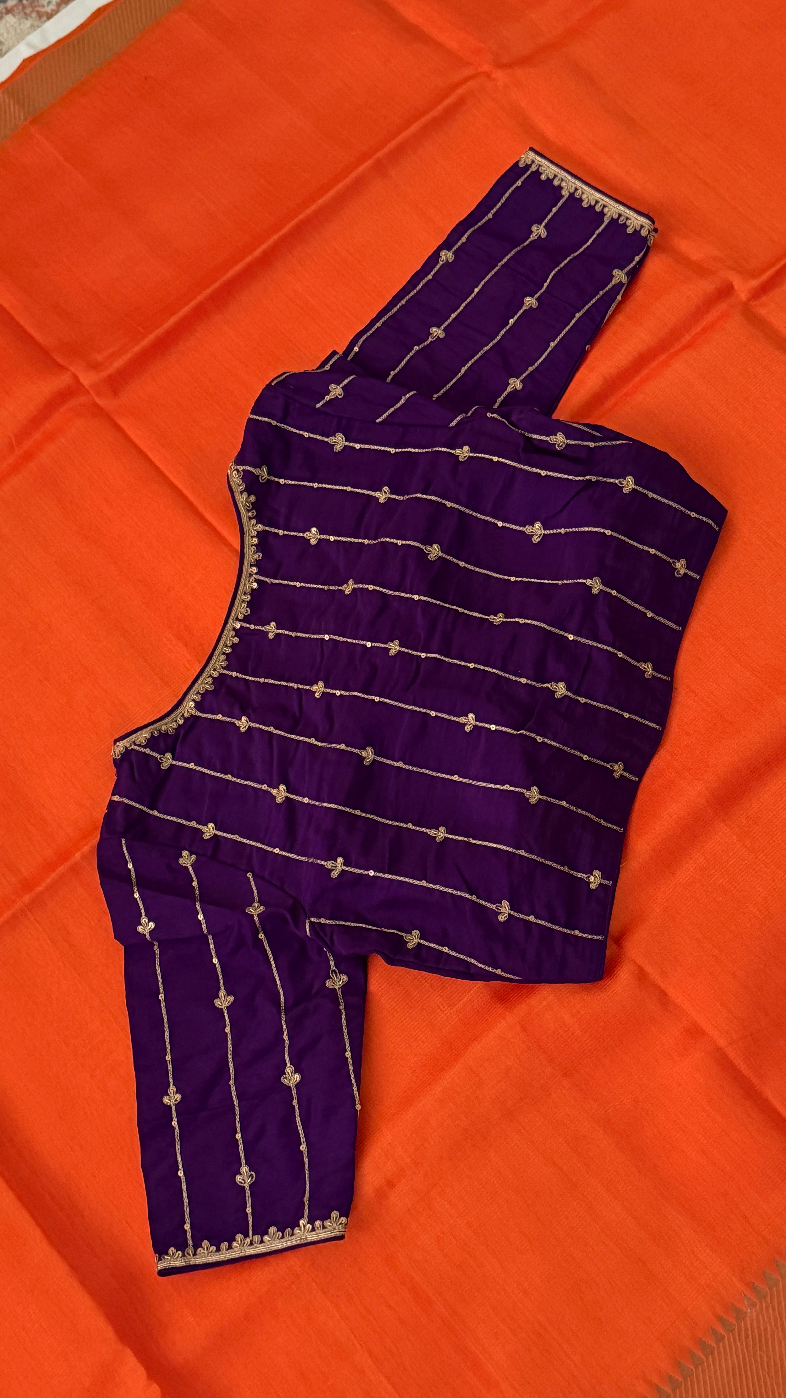 Violet Stripe Embroidery Blouse