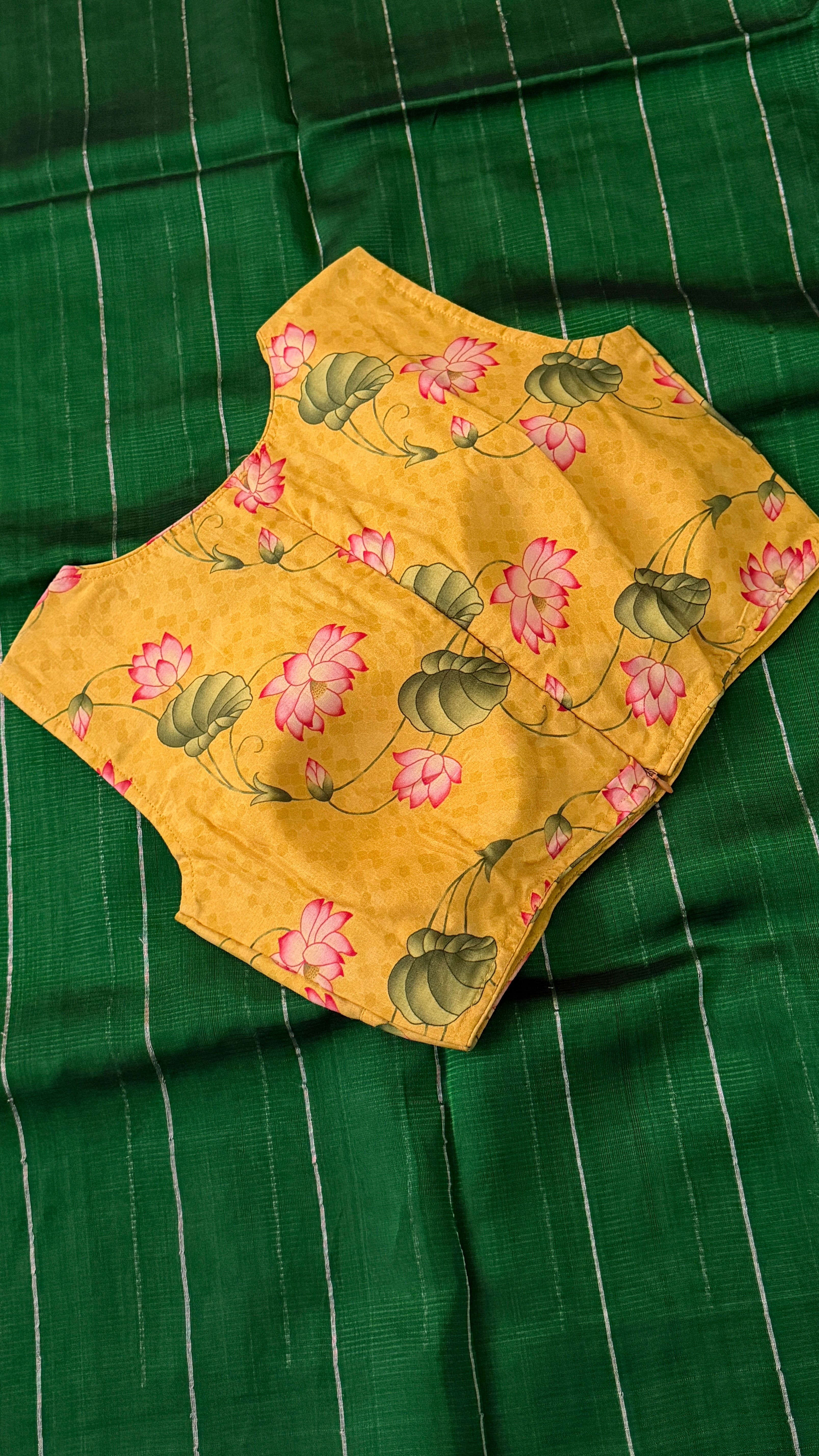 Yellow Floral Printed Sleeveless Blouse