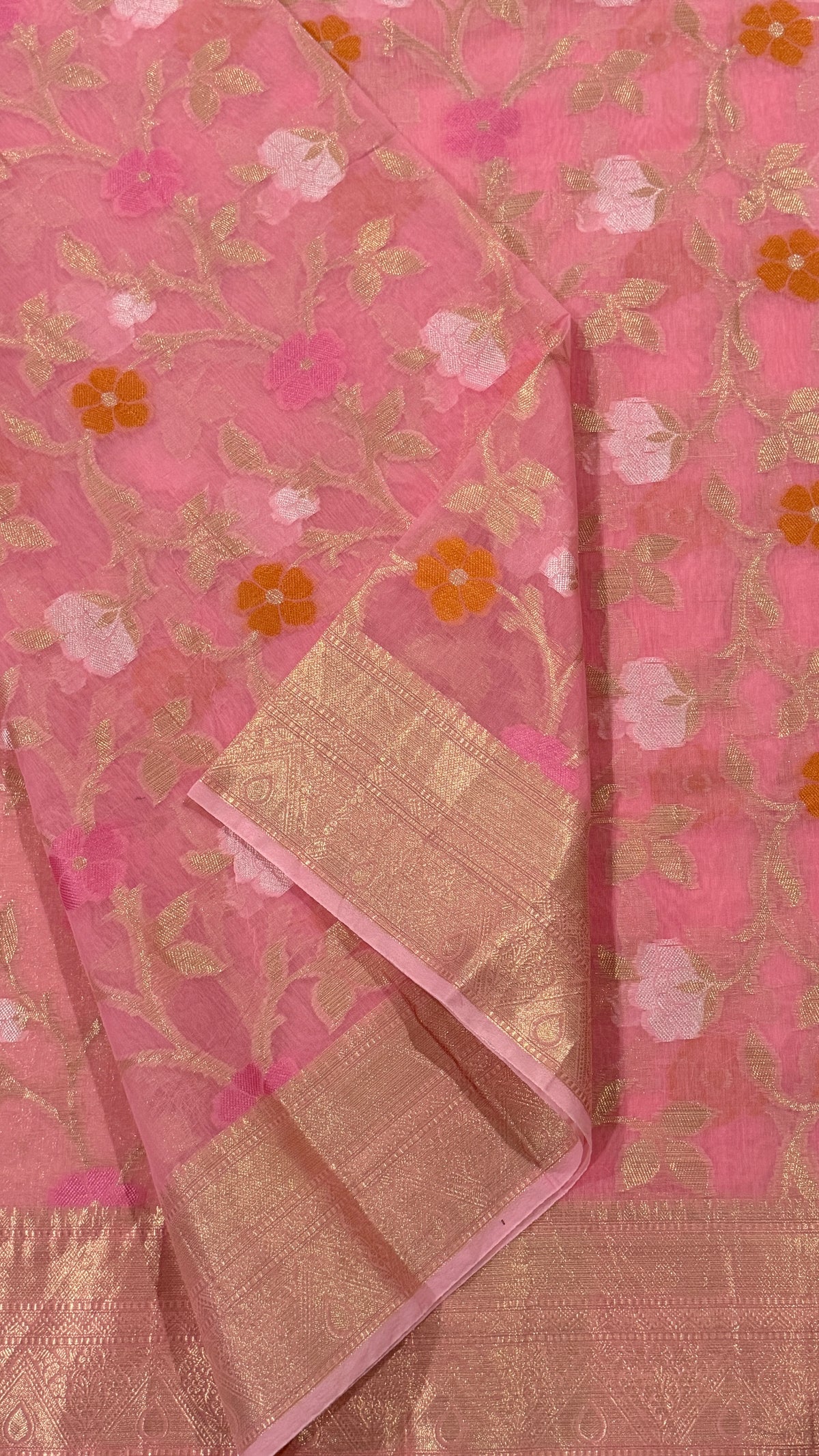 Pink chanderi Silk Saree