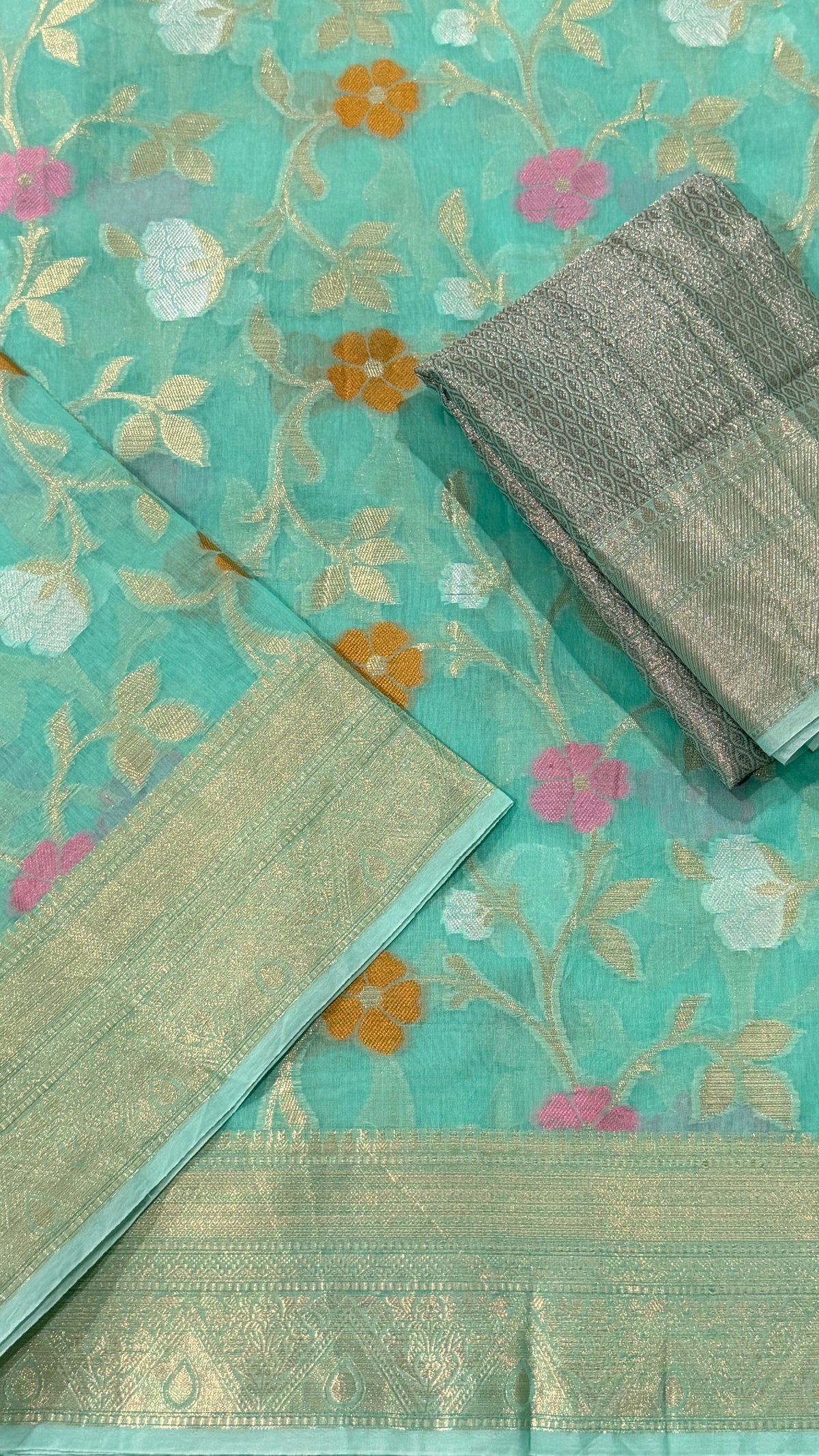 Blue Chanderi Silk Saree