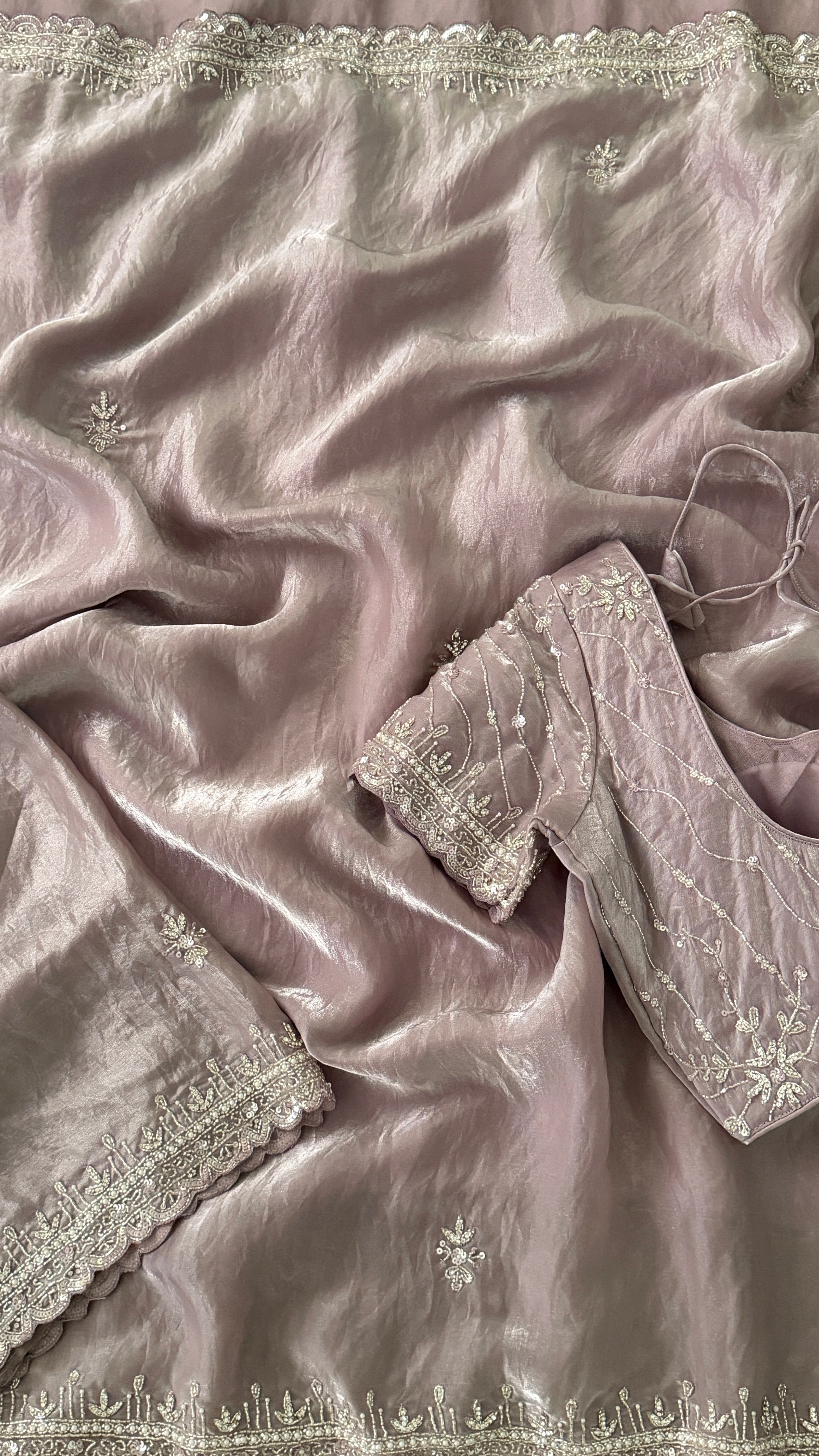 Lavender Glass Organza Fancy Saree