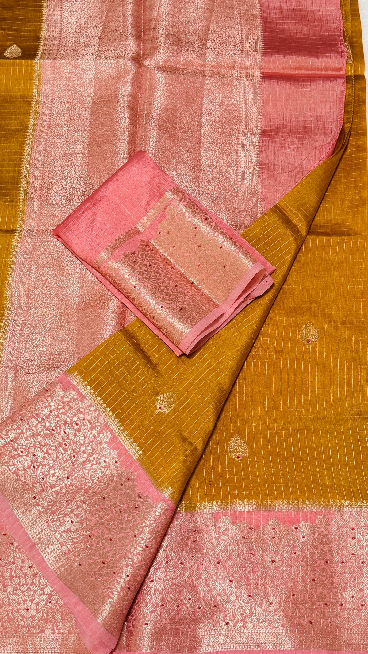 Mustard Viscose Beneras Silk Saree