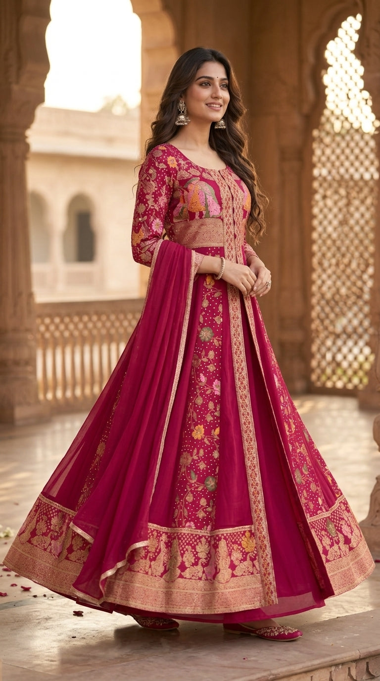 Pink Georgette Anarkali Suit