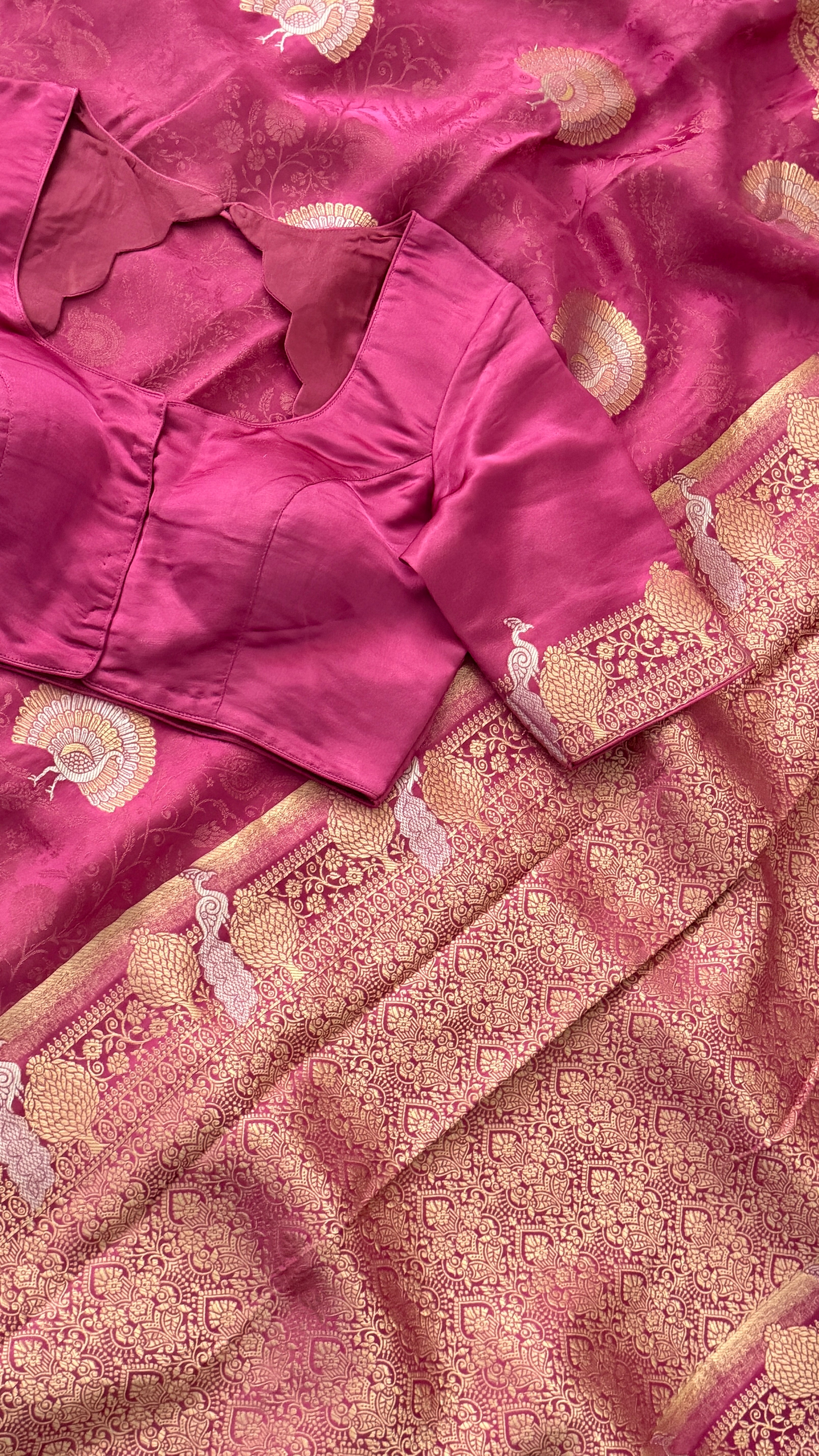 Mauve Banaras Satin SIlk Saree